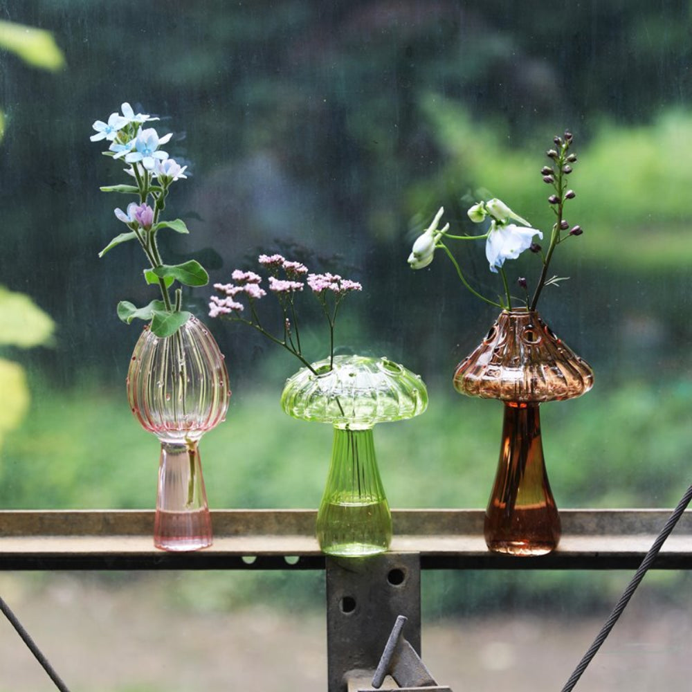 Vasen-Set MUSHROOM farbiges Glas