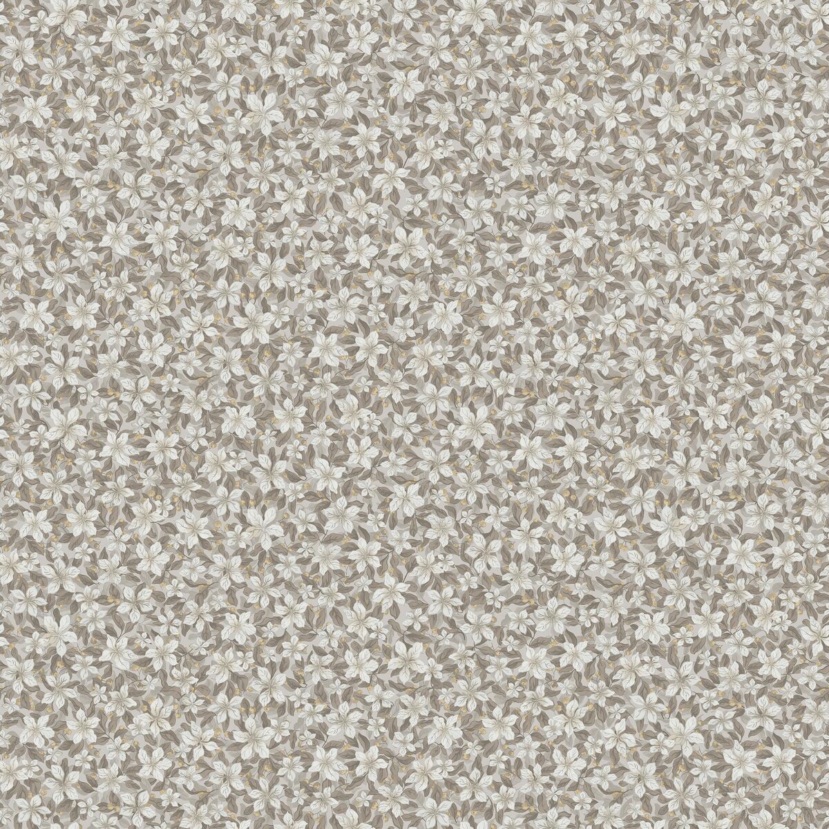 SKOGSBLOMST Brown and White Floral Pattern Wallpaper