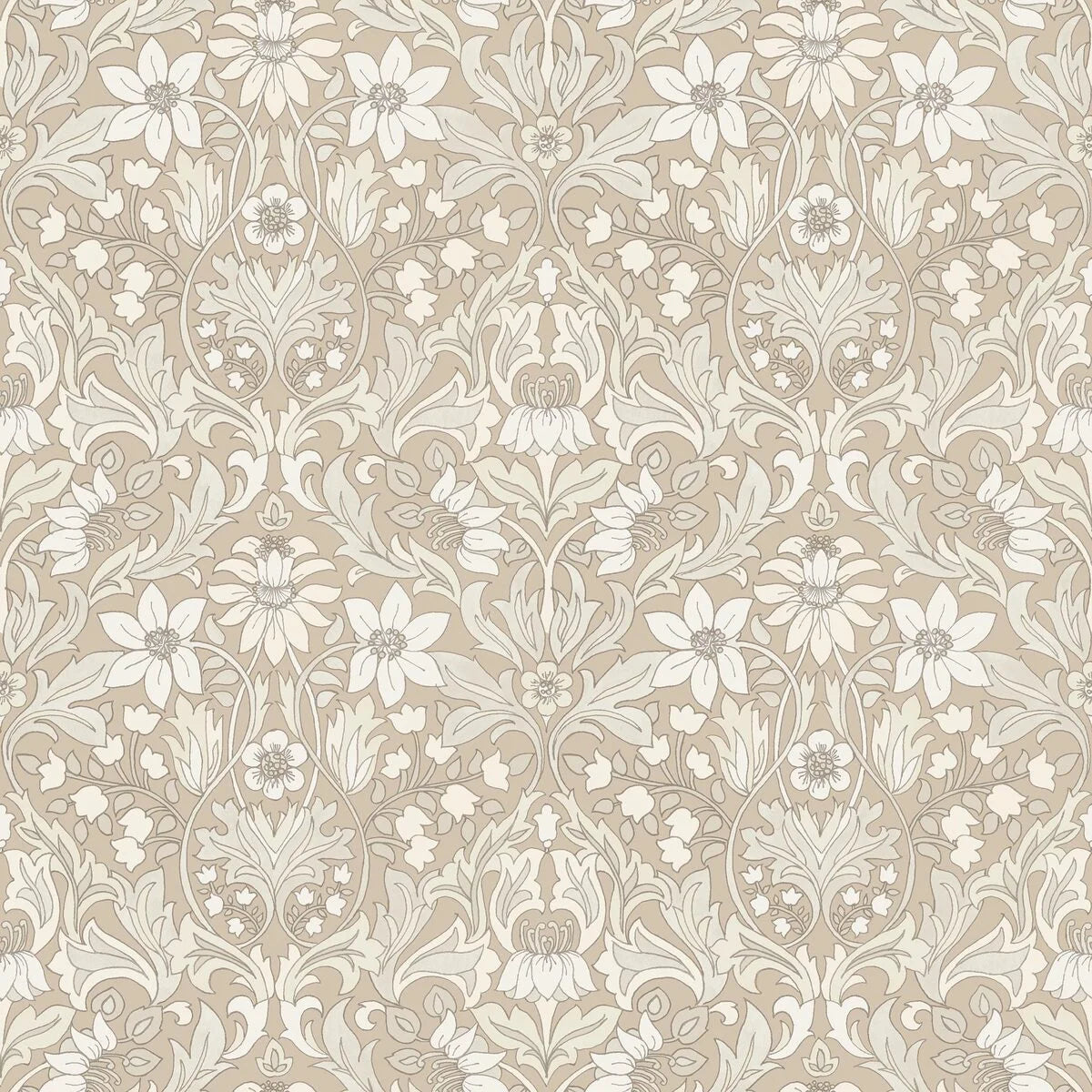 Tapete mit Pflanzenmotiv BLOMSTERFRÖJD beige mit Weiß