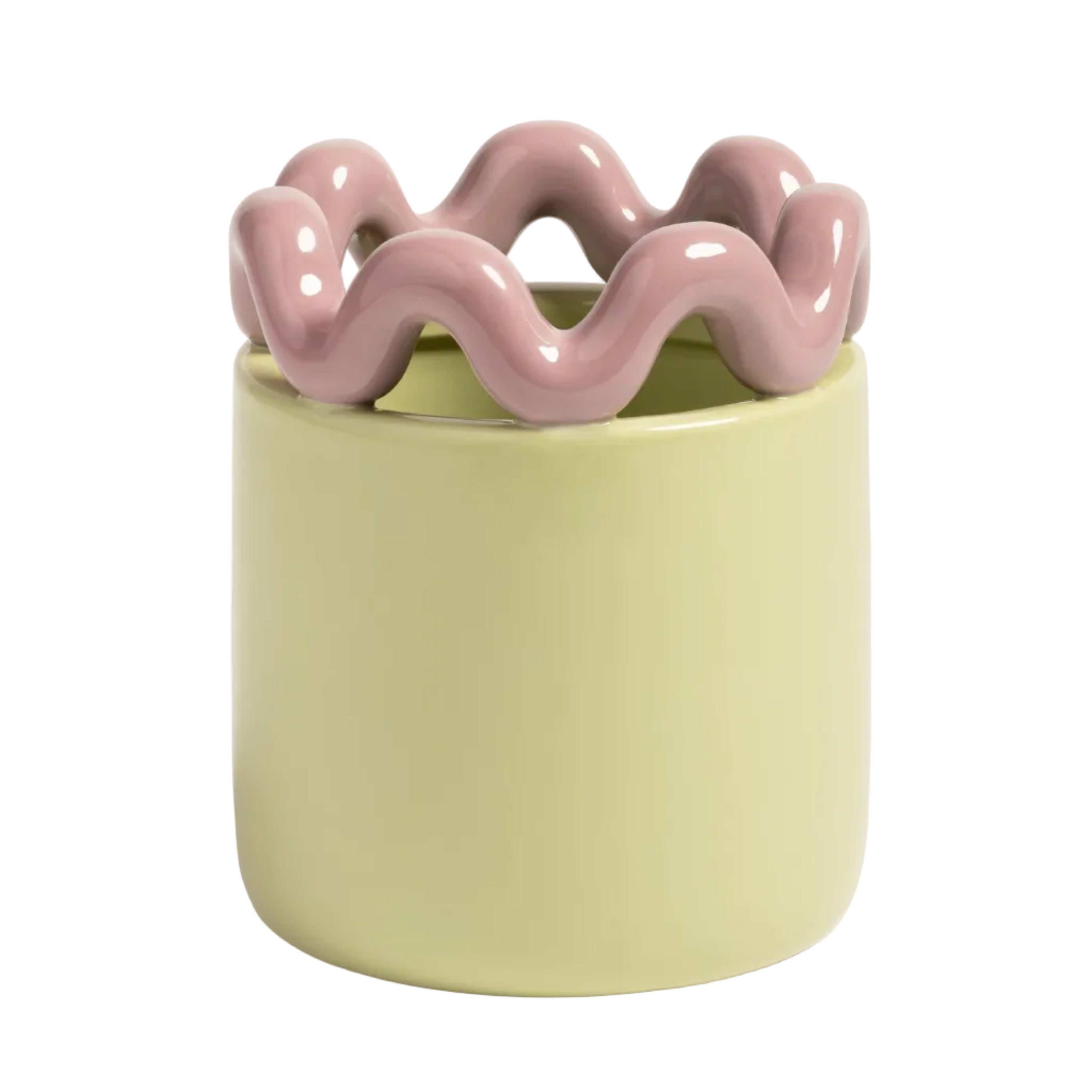 SWAY pot in green with pink