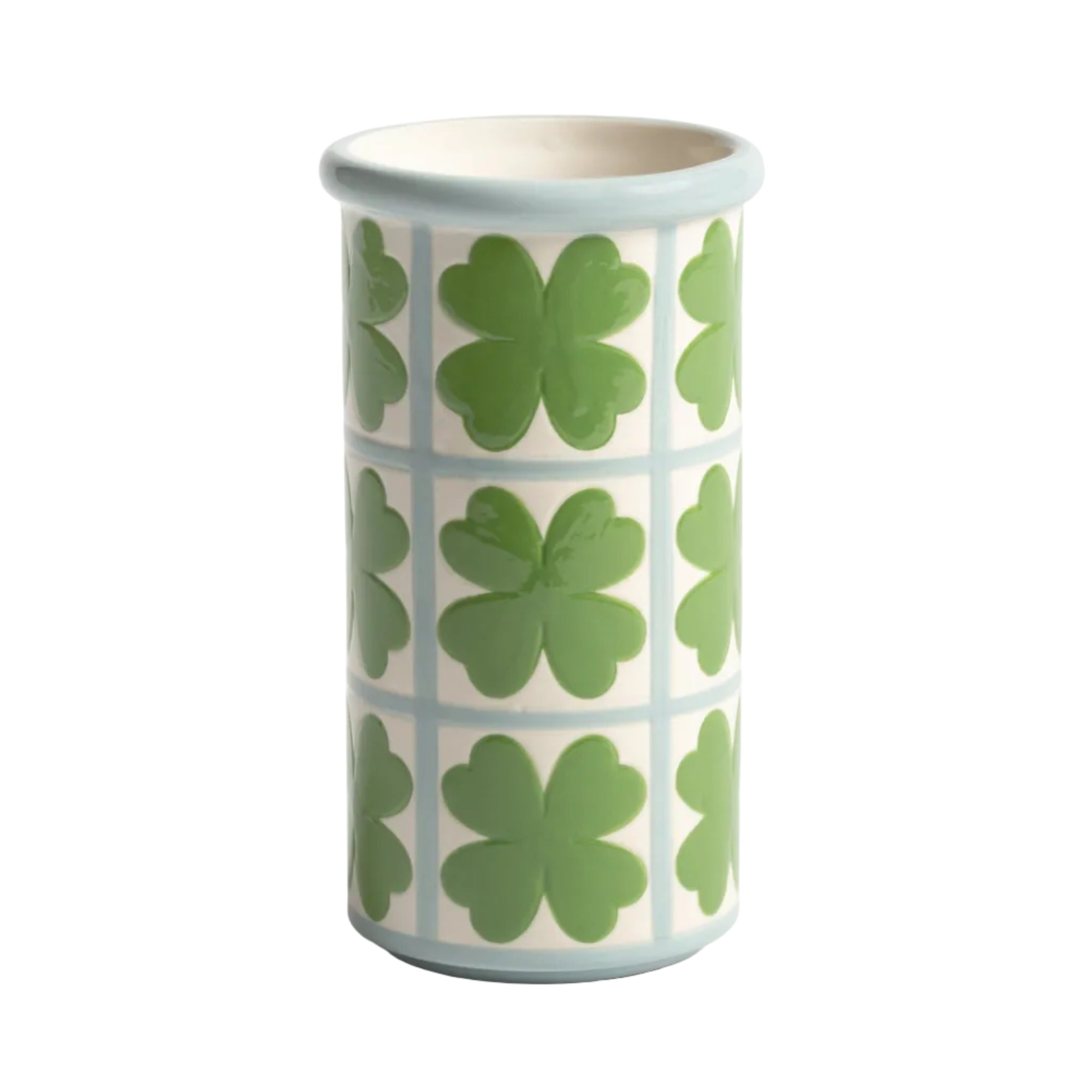 PATCH CLOVER vase white with blue and green