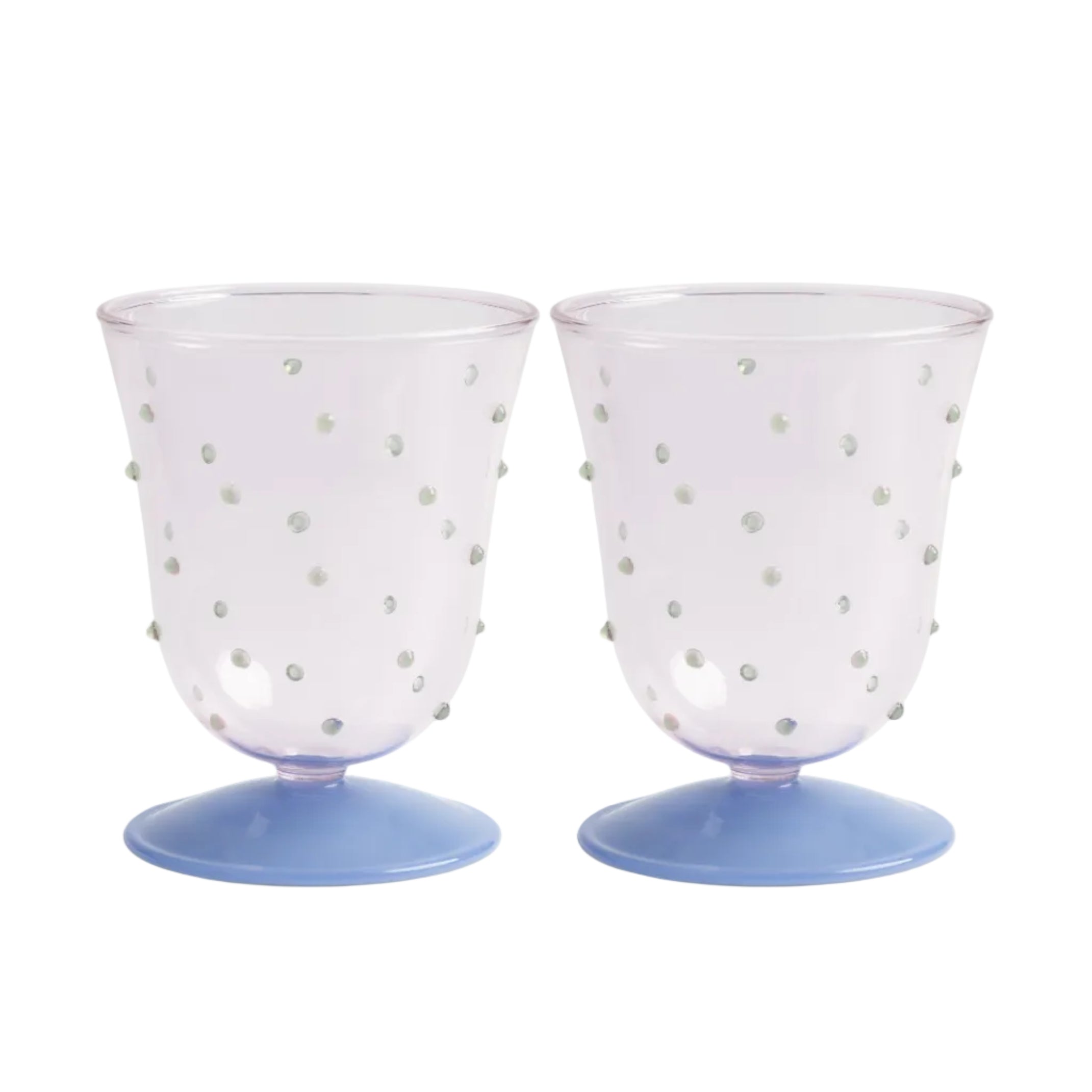 Set von Gläsern DOT blau mit rosa