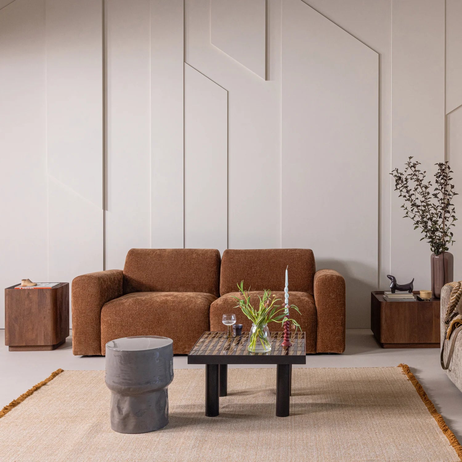 Sofa 2-osobowa UMINA brązowy szenil