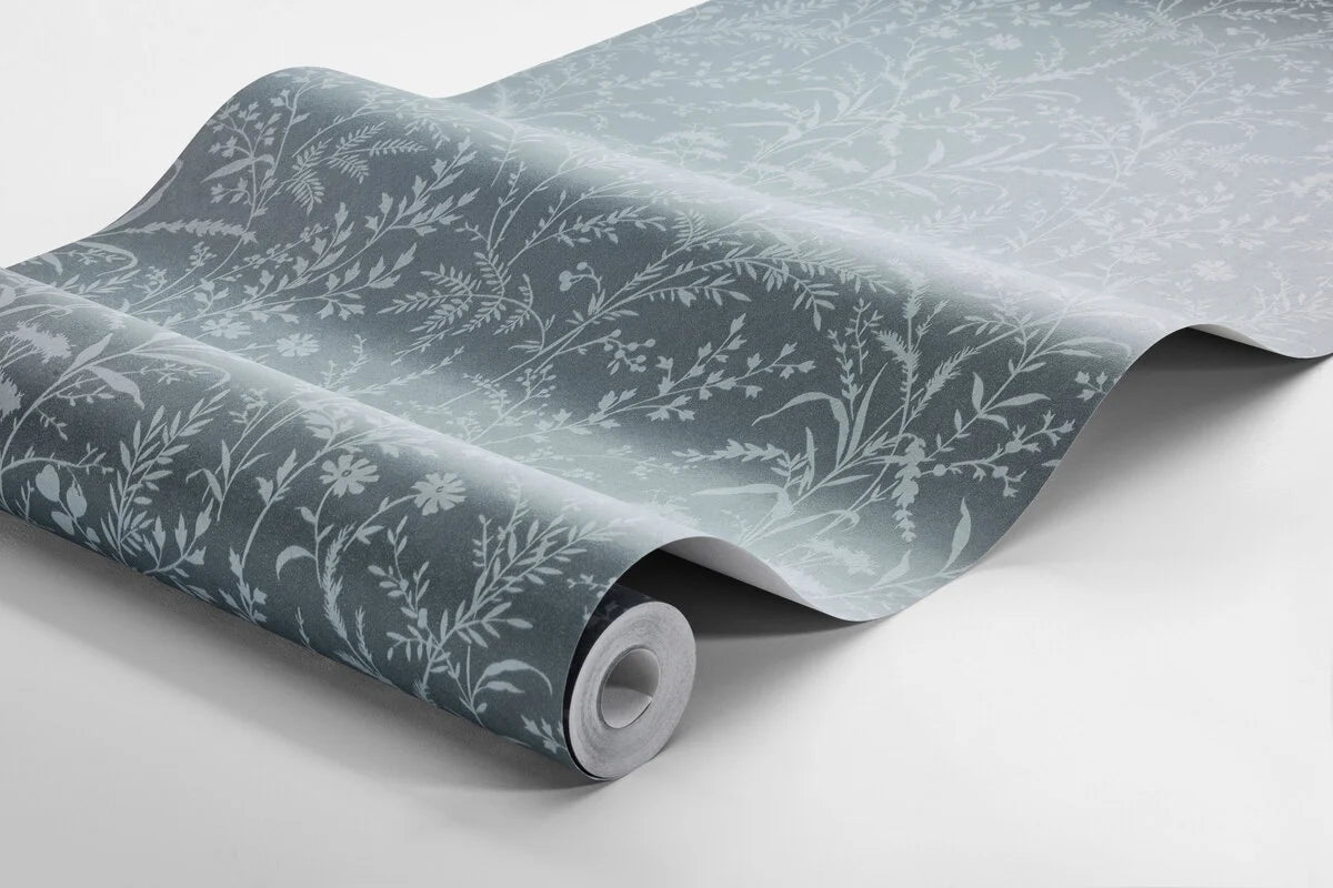 Non-woven paper wallpaper with a floral pattern FLORIAN blue