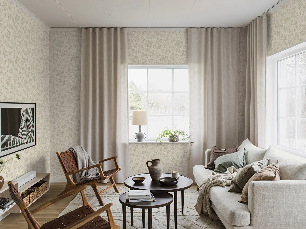 Tapeta flizelinowa papierowa z roślinnym wzorem CORNELIA beżowy