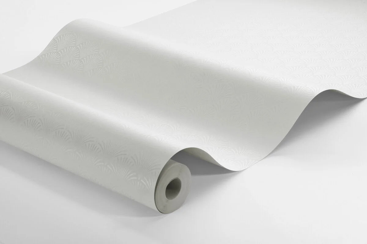 Tapeta flizelinowa papierowa z geometrycznym wzorem SAMIRA złamana biel