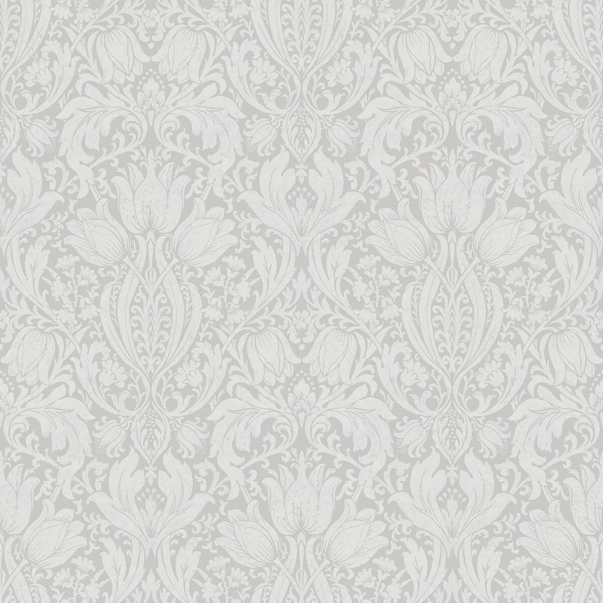 Non-woven paper wallpaper with a plant pattern ALBA gray with white