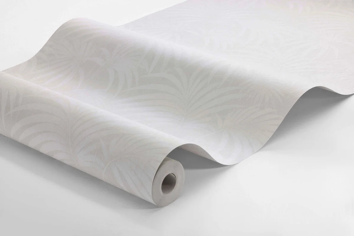 Tapeta flizelinowa papierowa z roślinnym wzorem PAULA szary z białym