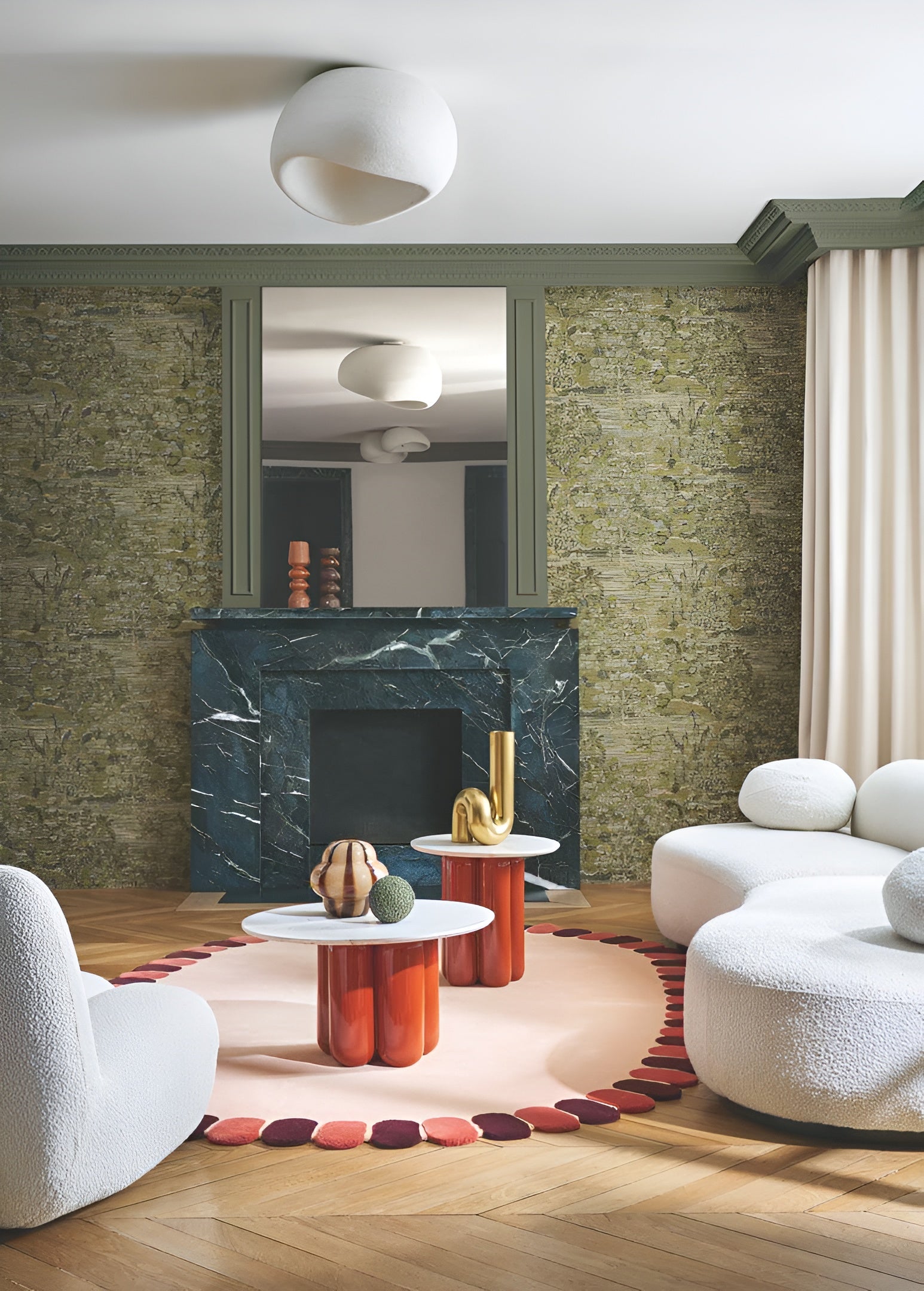 Tapeta tekstylna strukturalna z roślinnym wzorem VERDURE - VERT zielony