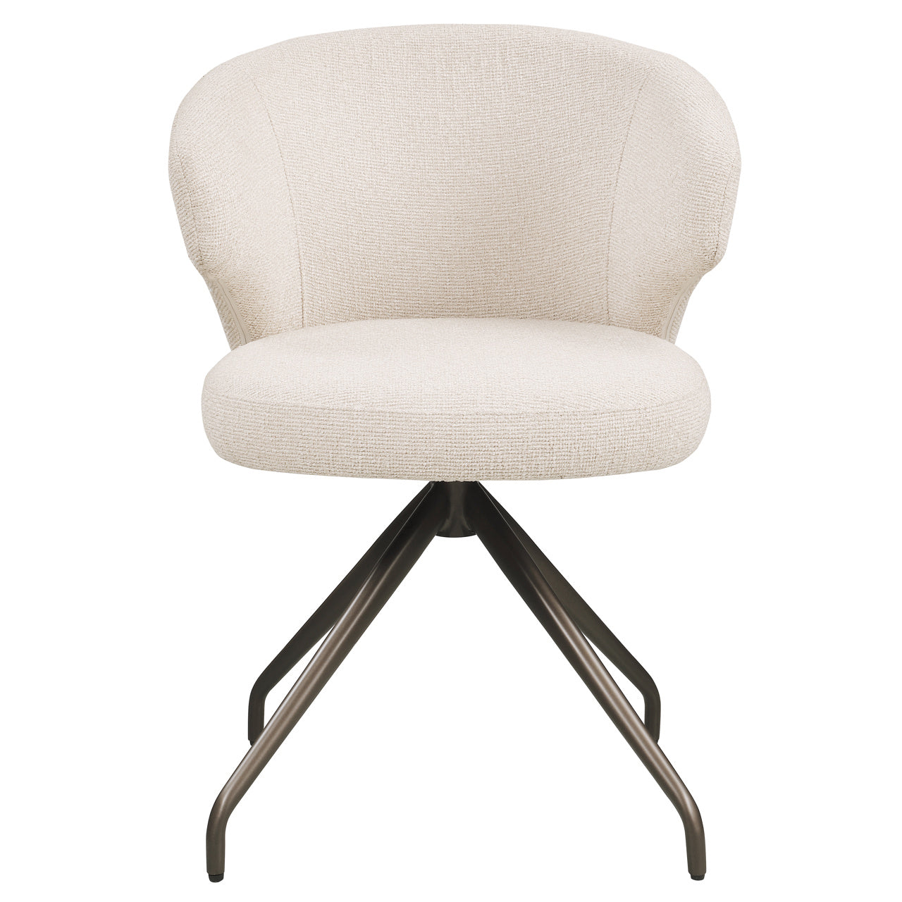 MILLY Cream Swivel Chair with Black Base