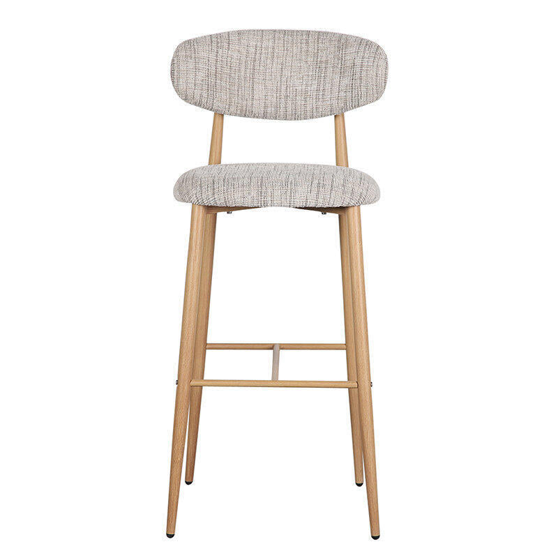 JAPANDI Stool in Gray Beige with Wooden Base