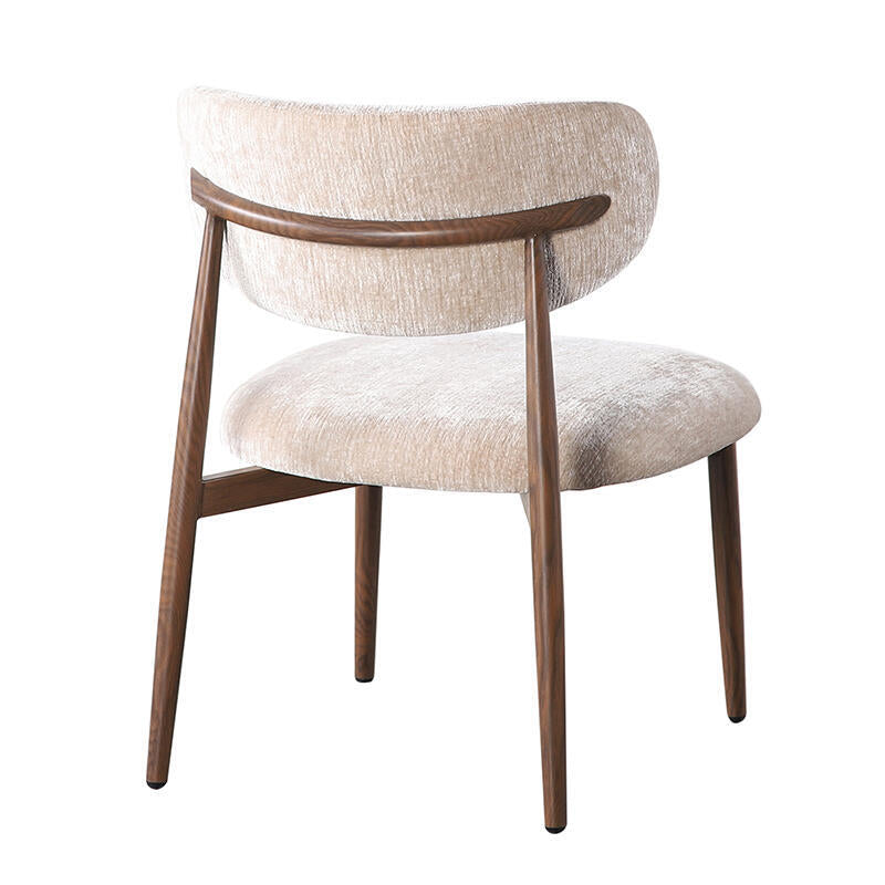 Beige JAPANDI Armchair with Dark Wooden Base