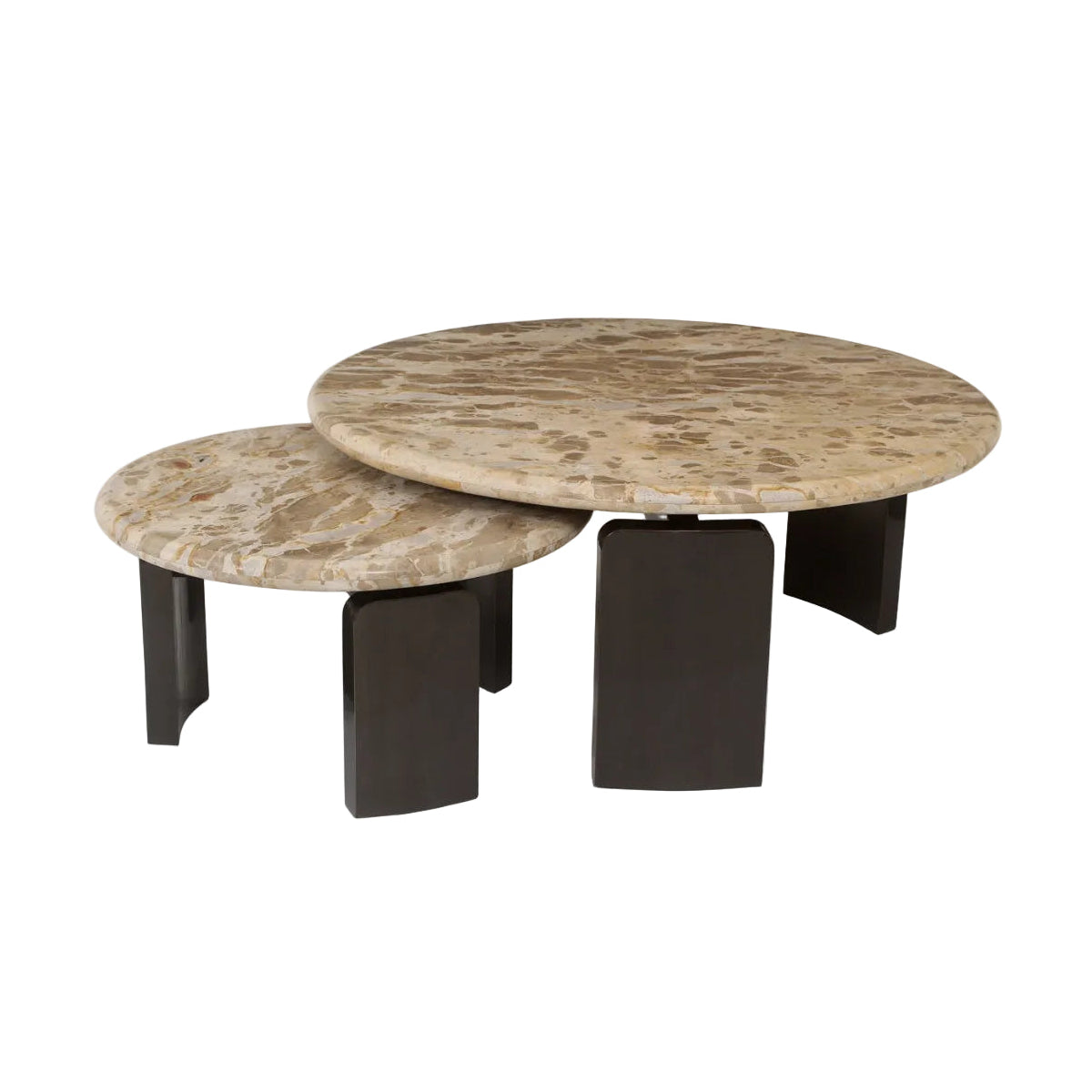 Kaffeetisch-Set BAYONNE beige Marmor mit Braun