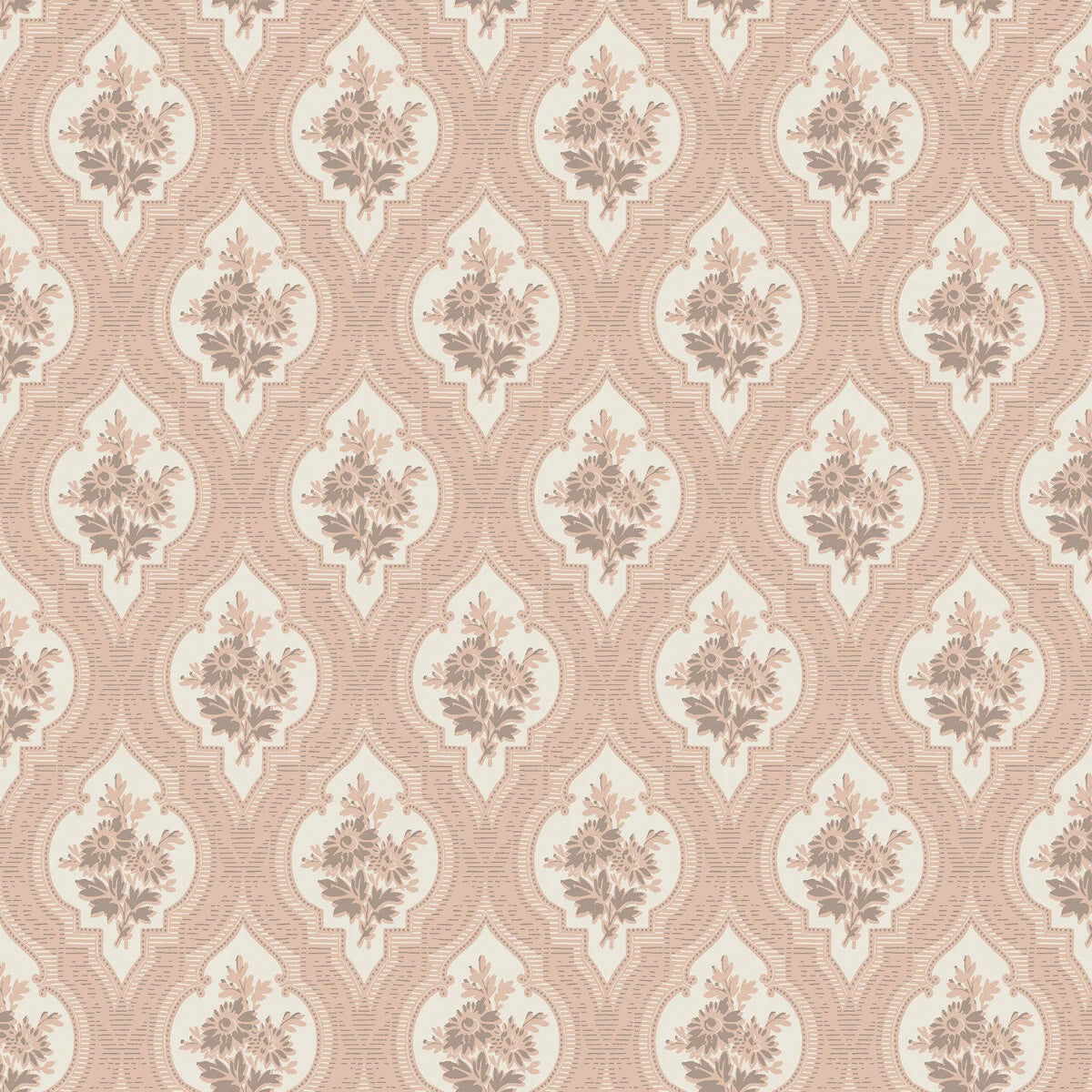 ETERNAL FLOWER Pink Medallion Pattern Wallpaper
