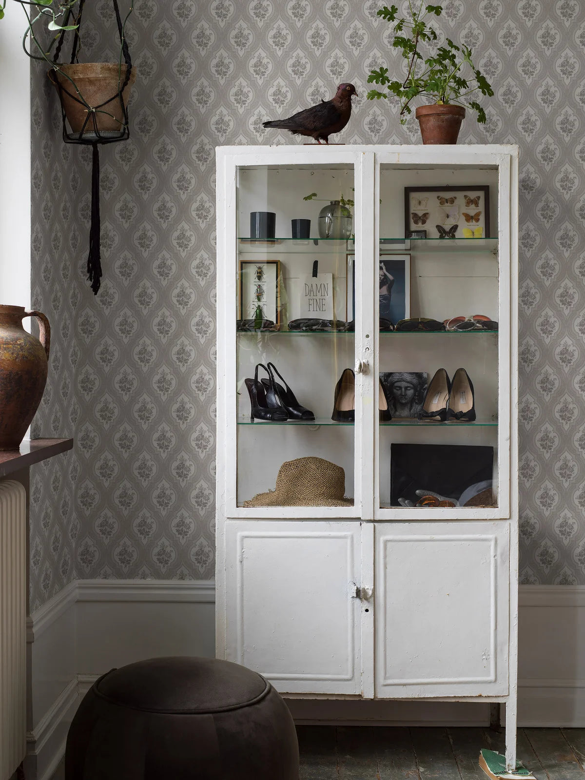 Tapeta z roślinnym wzorem medalionów ETERNAL FLOWER beżowy