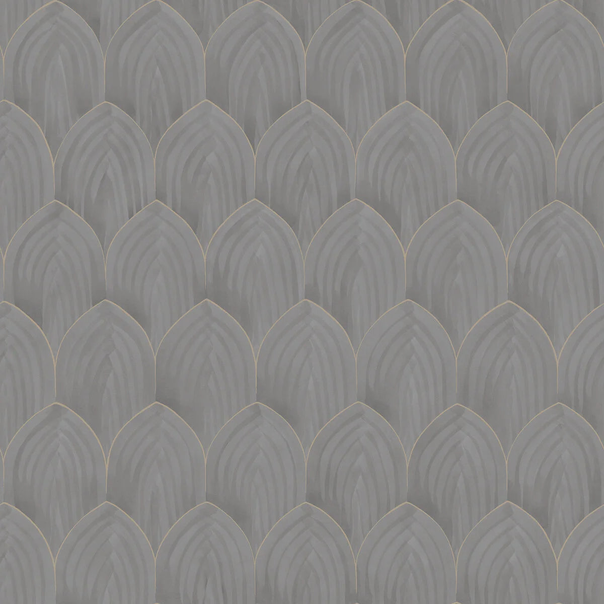 Wallpaper with geometric arch pattern GOLDEN ARCHES gray