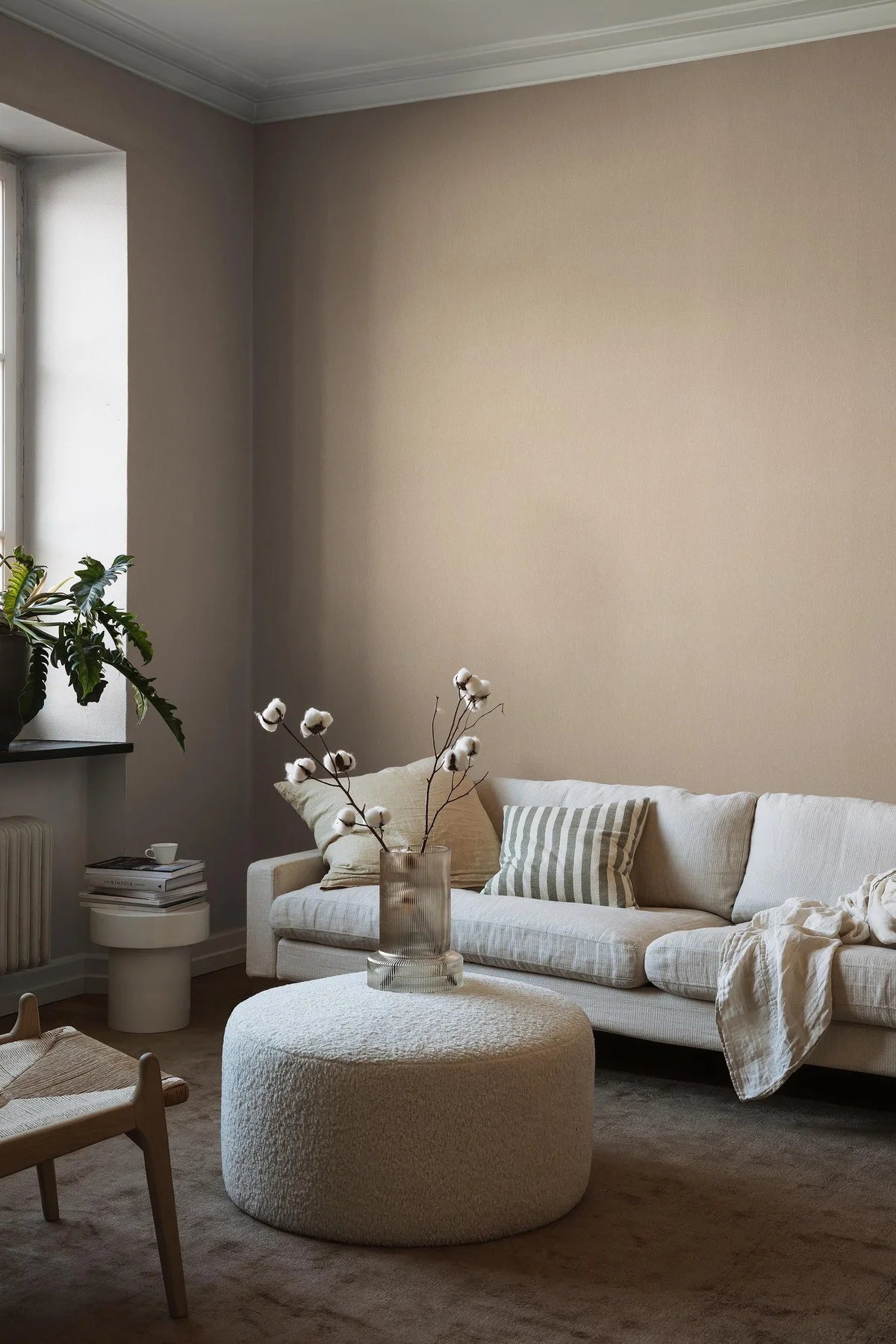 Tapeta strukturalna imitująca len LINEN - GOLDEN LINEN złoty beżowy