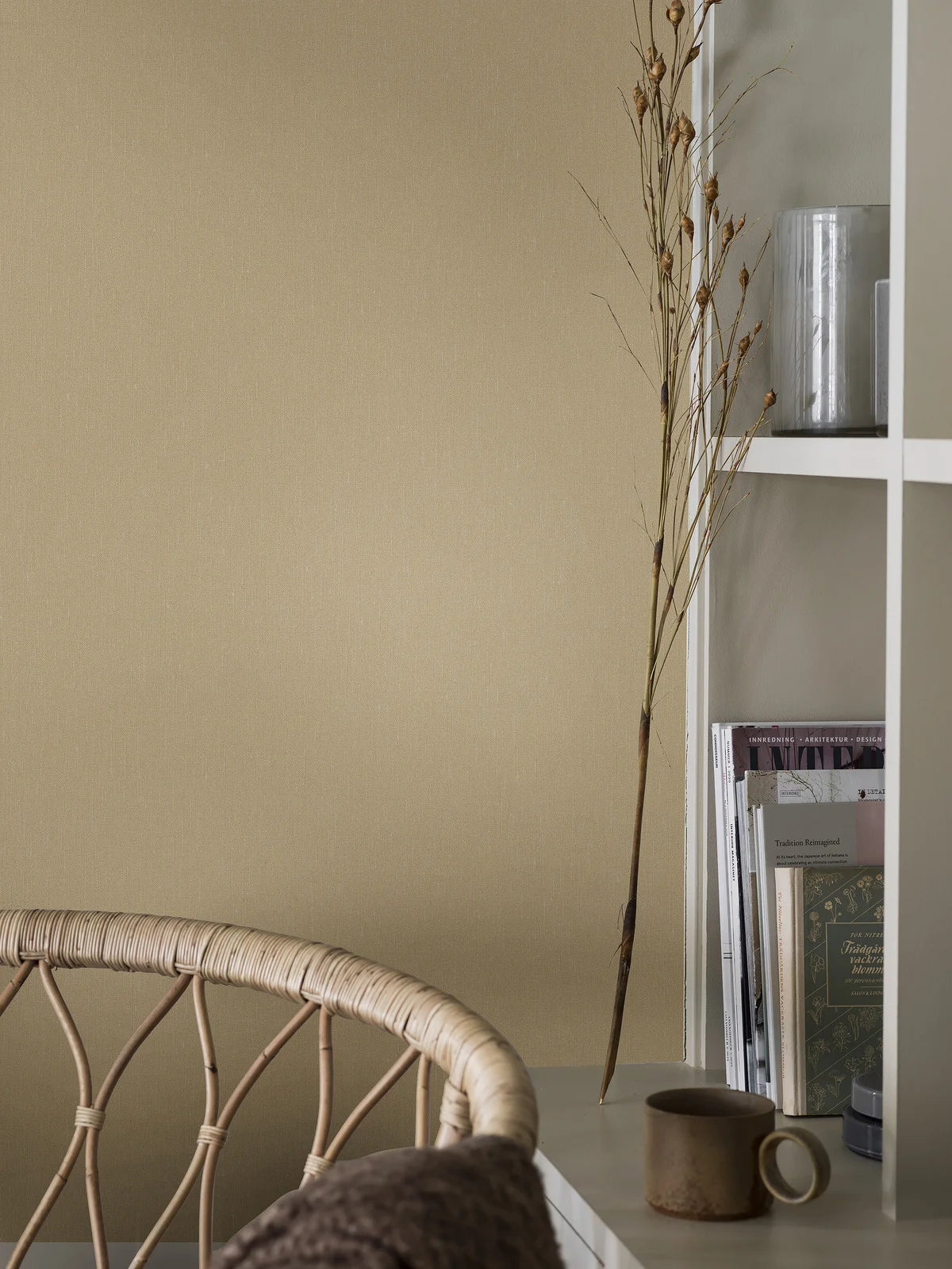 Structural wallpaper resembling linen LINEN - OAT light beige