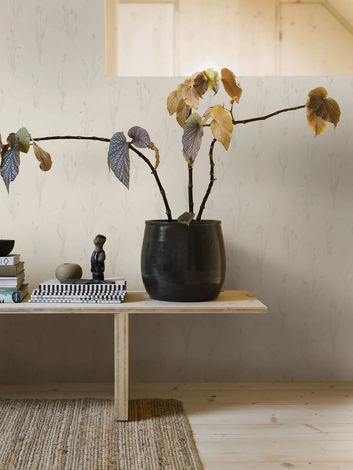 Moorland Beige Floral Pattern Wallpaper