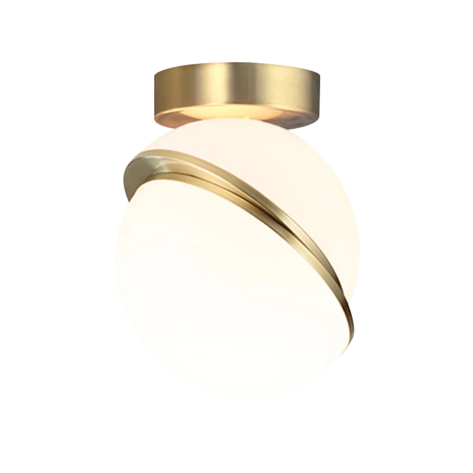 Lampa sufitowa CRESCENT opalowy klosz z mosiądzem