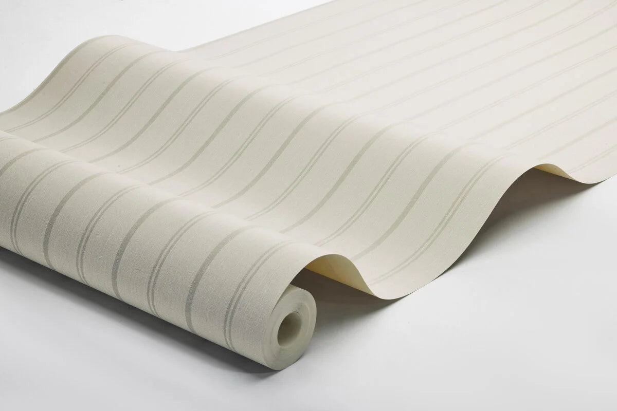 Woodland Stripe Wallpaper in Sand with Gray