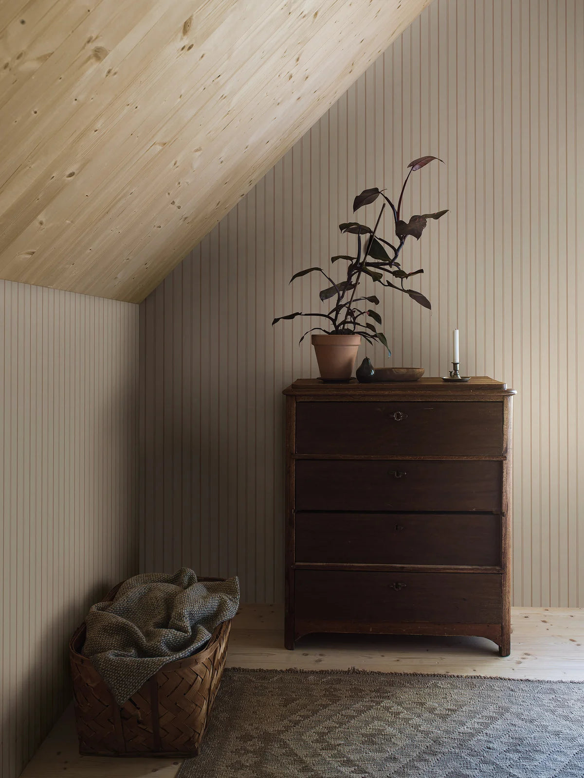 Tapeta w paski WOODLAND STRIPE beżowy