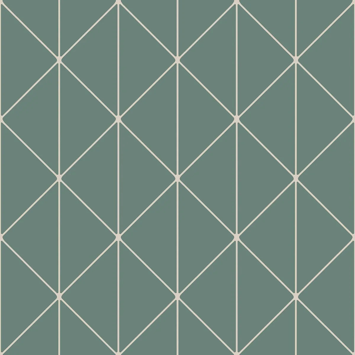 Non-woven paper wallpaper with a geometric DIAMONDS pattern in green
