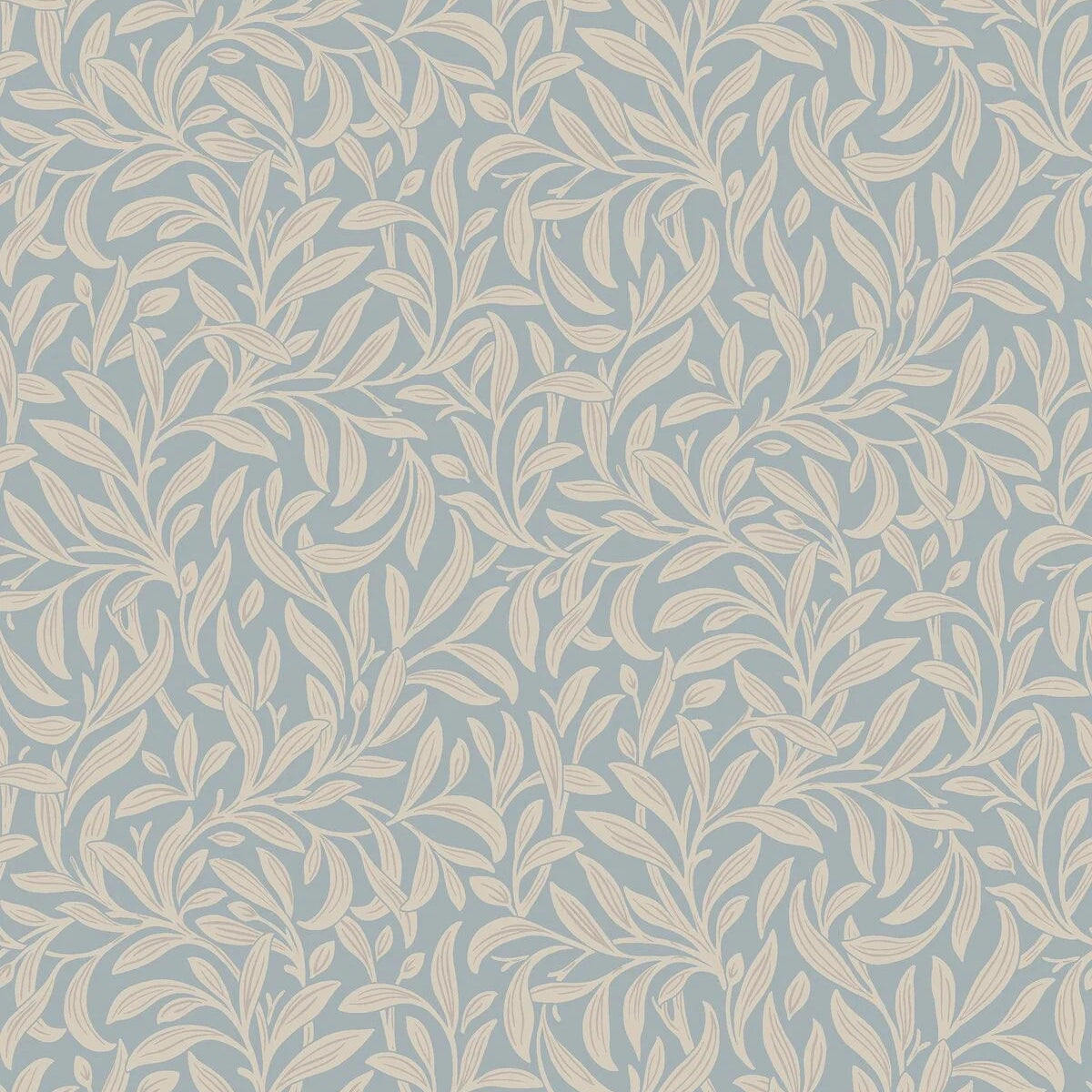 VINTERGRONA Blue Floral Leaf Wallpaper with Beige