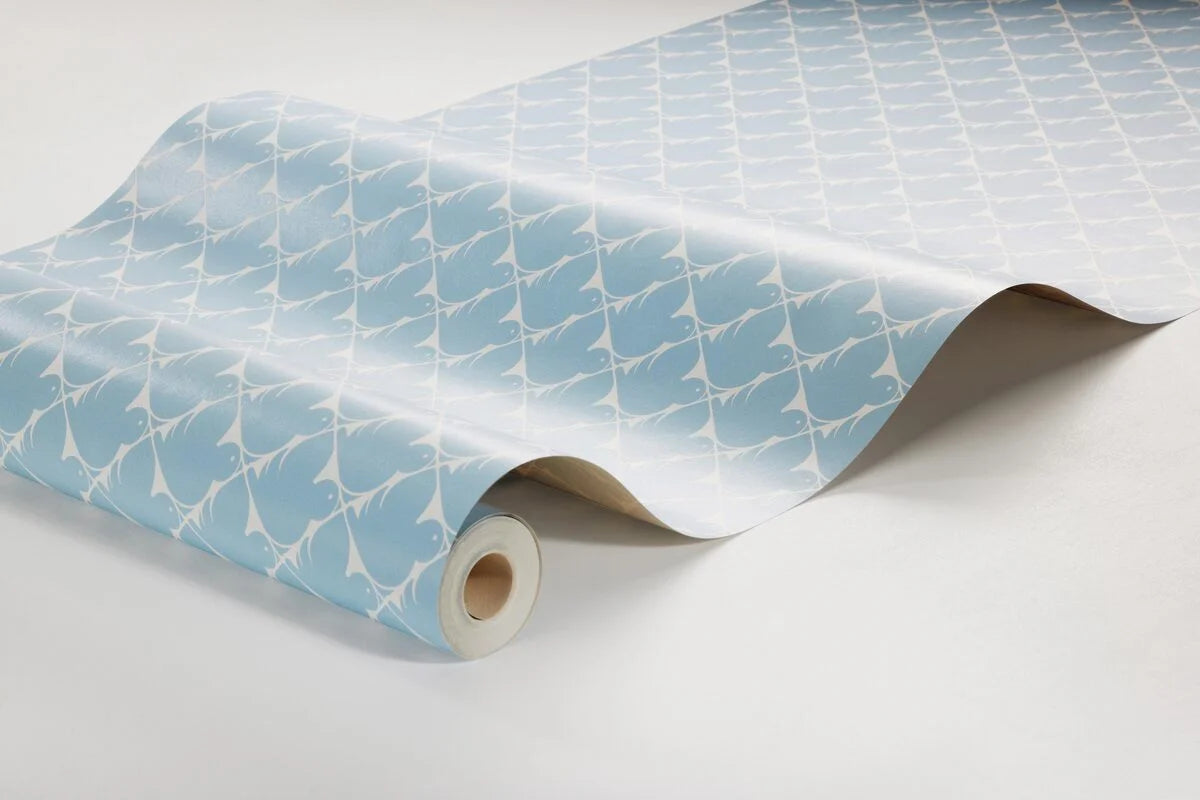 PIPPI Blue and White Geometric Pattern Wallpaper