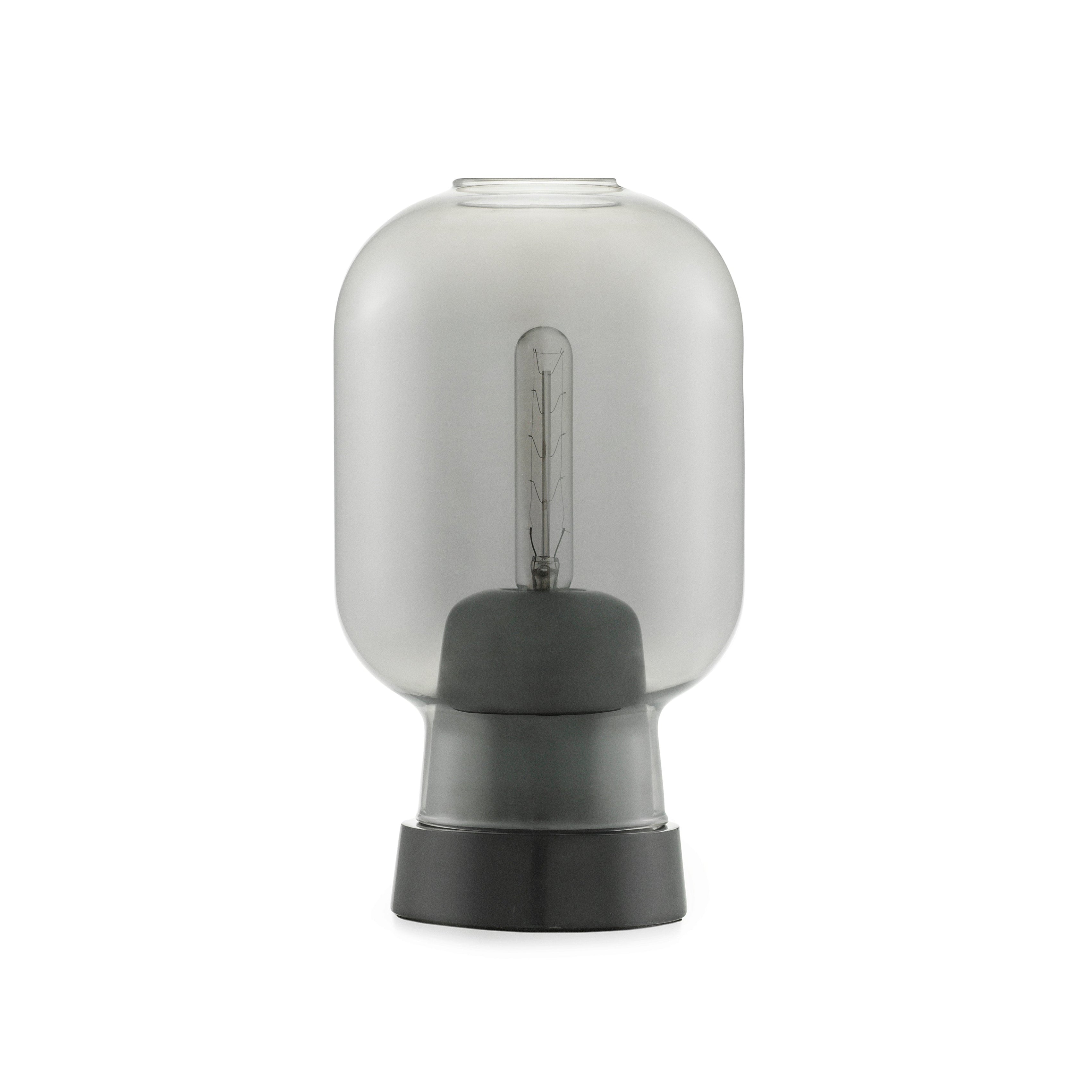 AMP Tischleuchte Rauchglas mit schwarzem Marmor