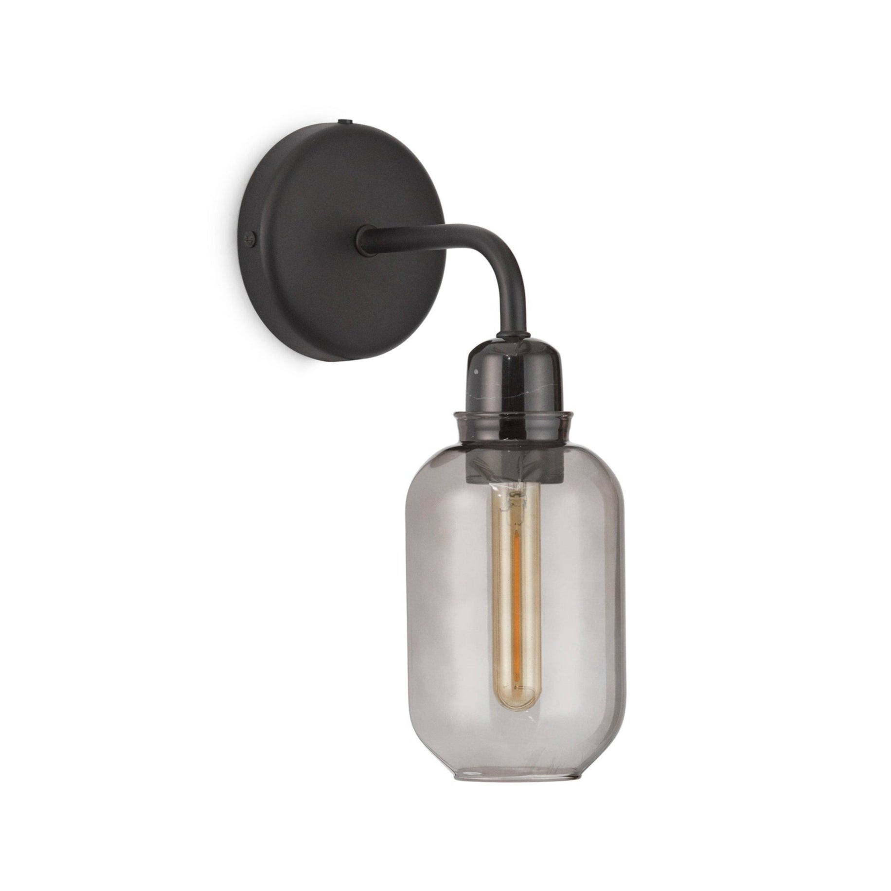 Lampa ścienna AMP szkło dymione z czarnym marmurem