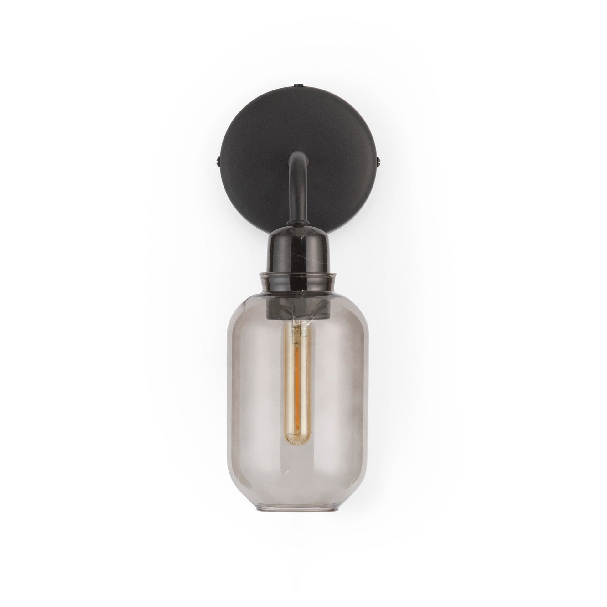 Lampa ścienna AMP szkło dymione z czarnym marmurem