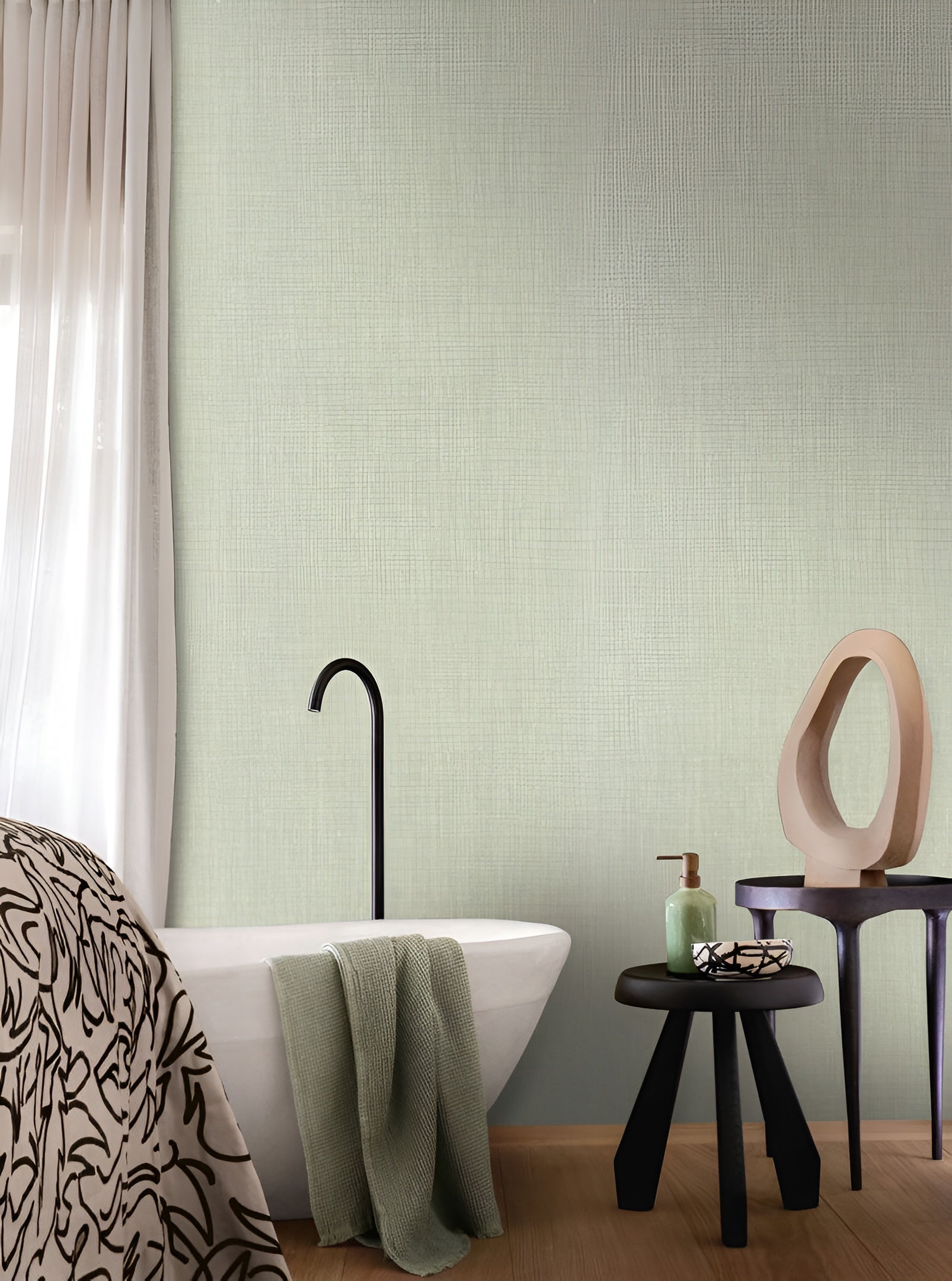 Tapeta strukturalna imitująca lniane płótno SHINOK - GRIS SOURIS popielaty