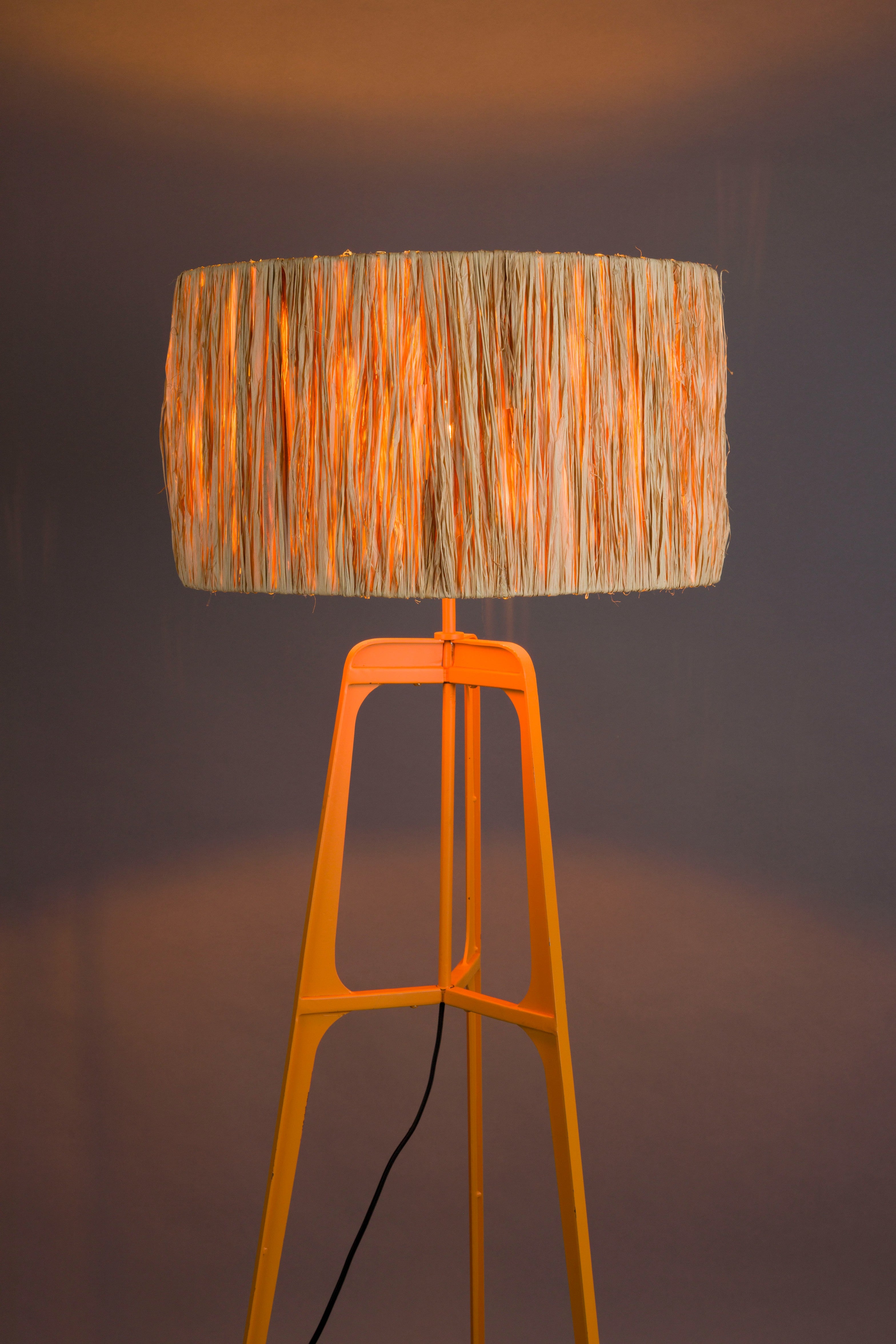 Lampa podłogowa trójnóg AFRA jasnobrązowy z pomarańczową podstawą