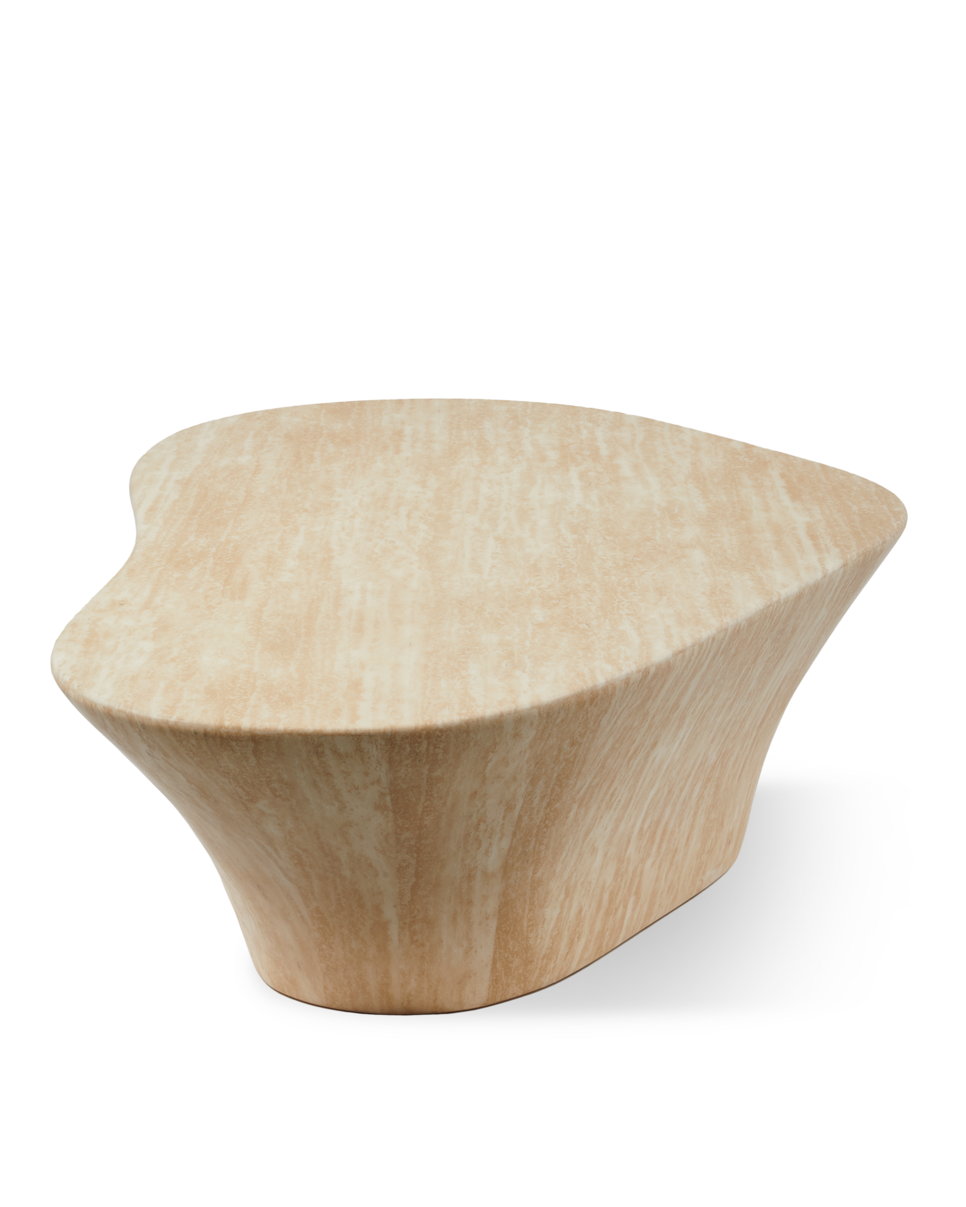 Beige OVAL MARBLE LOOK Coffee Table