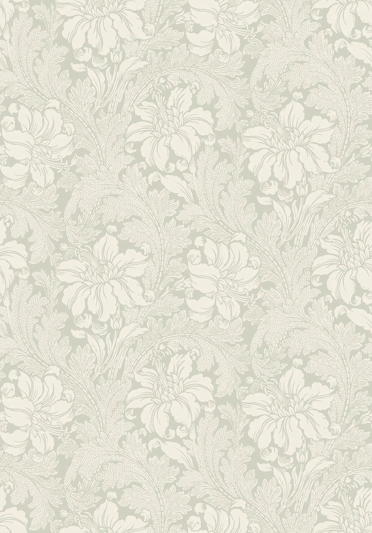 Non-woven paper wallpaper with a plant pattern ACANTHUS light green