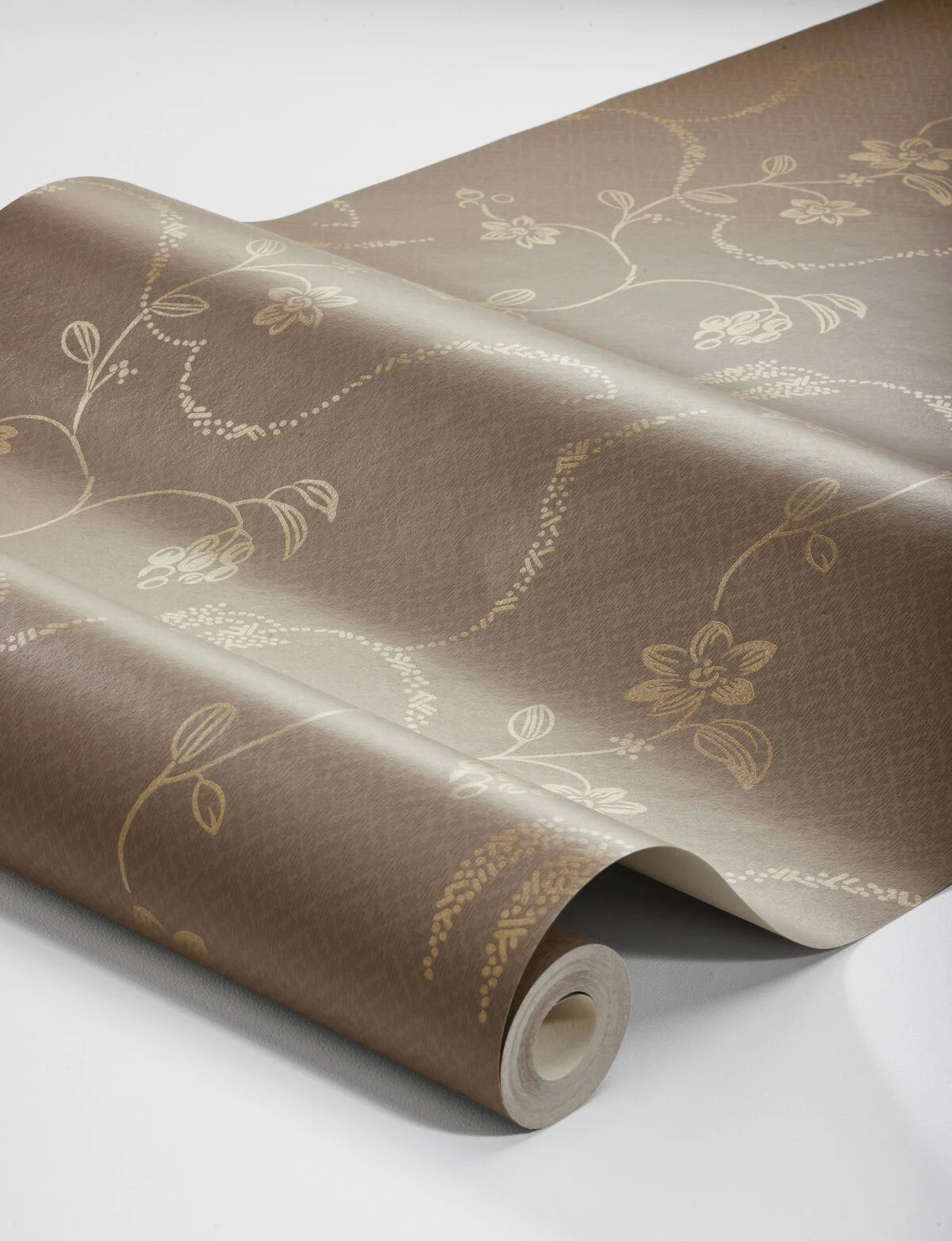 ELSIE Brown Floral Pattern Wallpaper with Gold