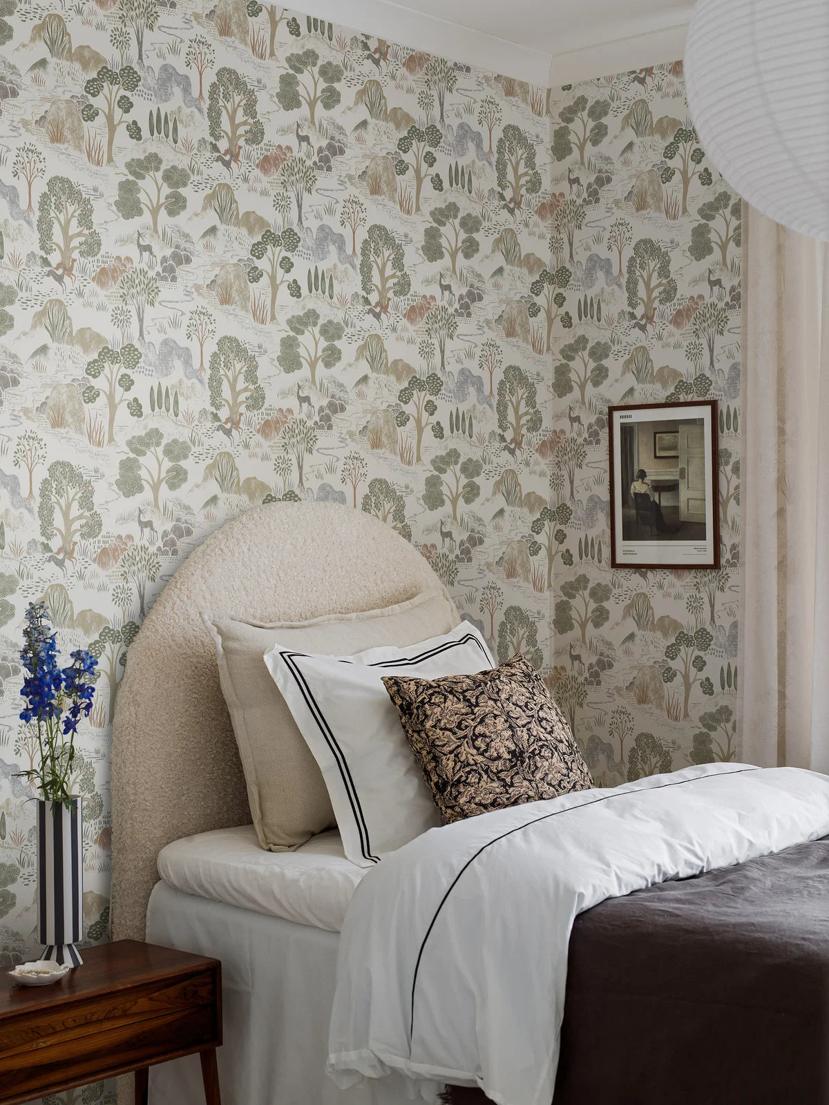 Tapeta z motywem krajobrazu roślinnego DIANA biały z zielonym