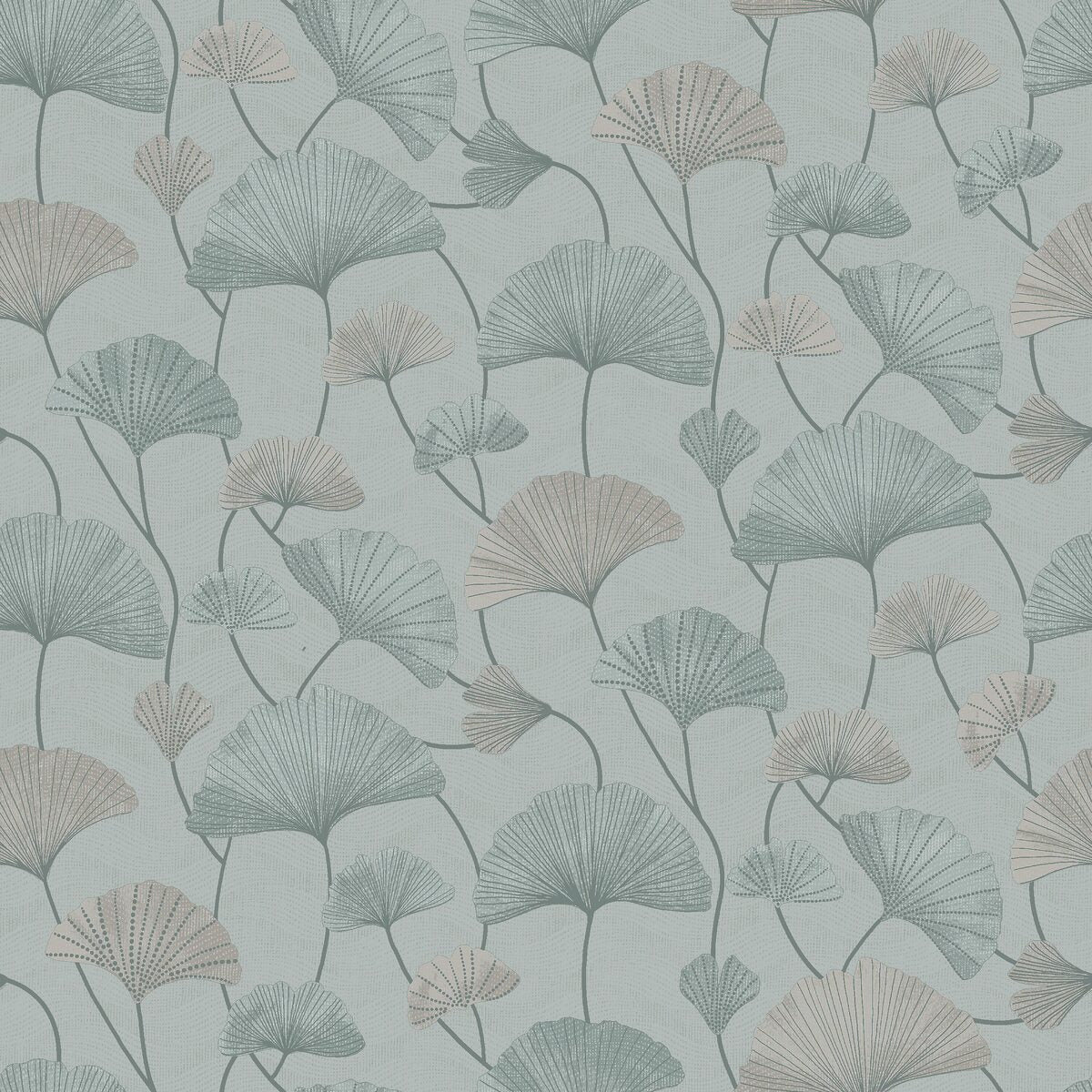 SOPHIA Structural Wallpaper with Plant Motif in Muted Green