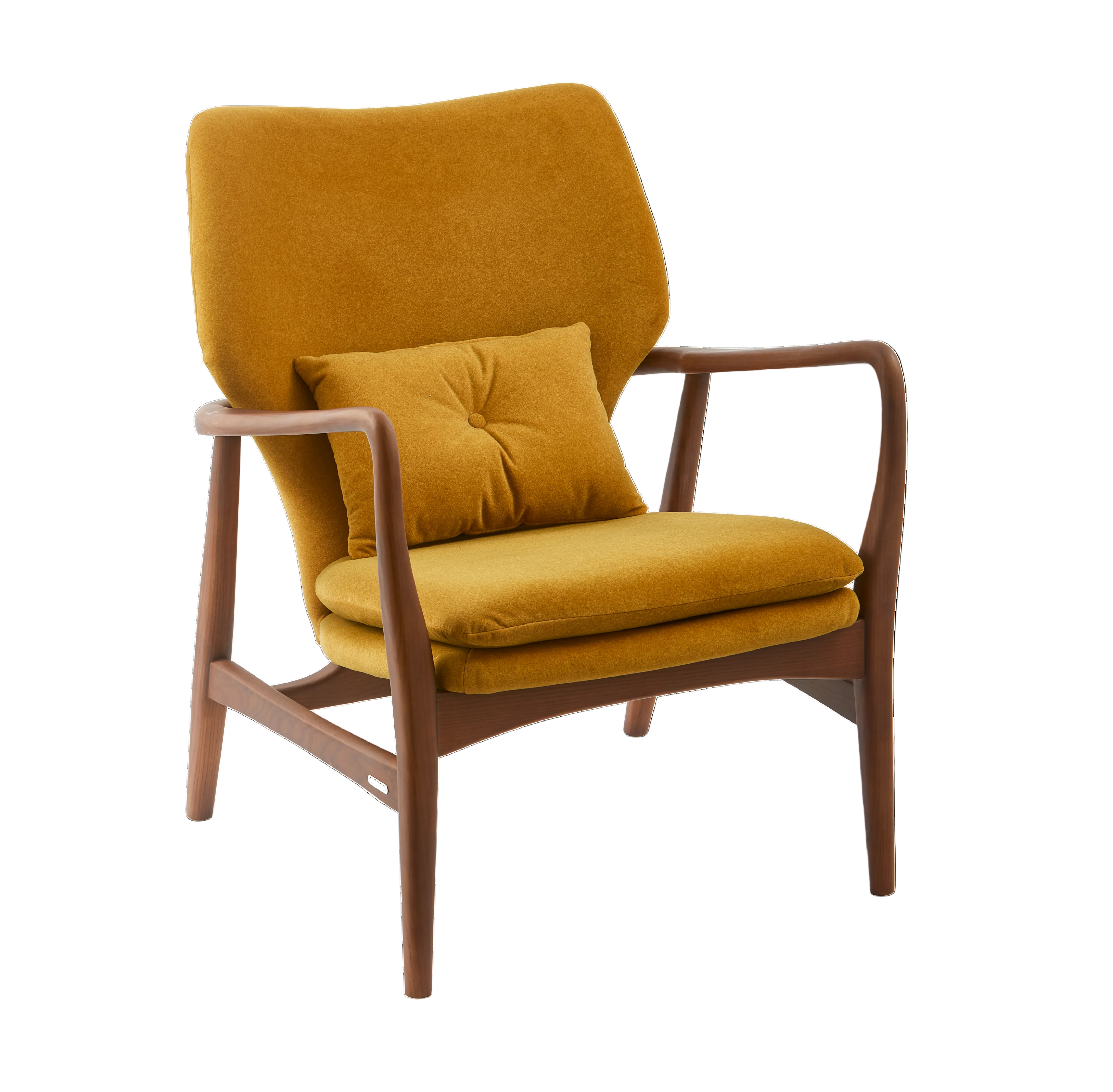 PEGGY mustard armchair with wooden base