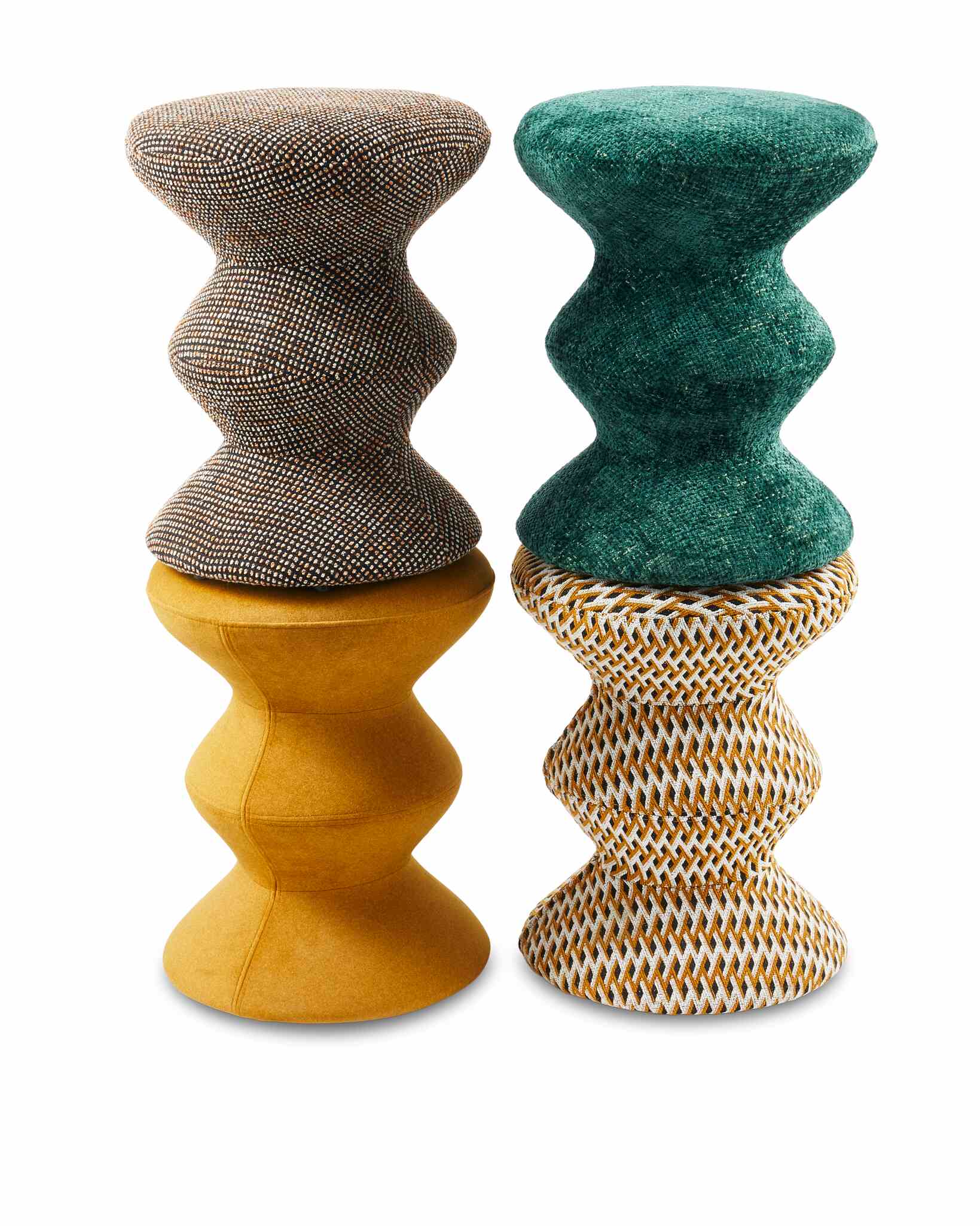 SOFT ZIG ZAG stool in orange with white and black