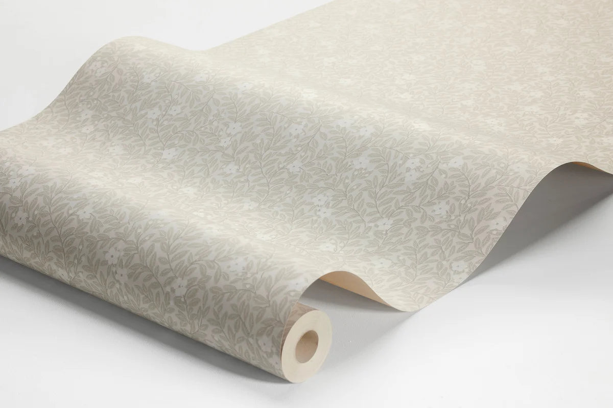 Tapete mit pflanzlichem Motiv aus Blumen und Blättern MYRTEN beige mit Weiß