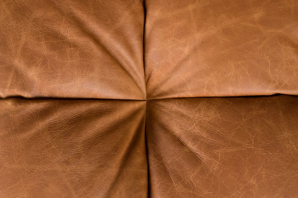 Modulares Sofa HACKMAN - mittleres Element aus cognacfarbenem Leder