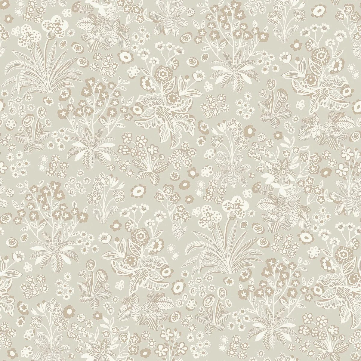 Tapete mit pflanzlichem Blumenmotiv TUVA beige mit Creme