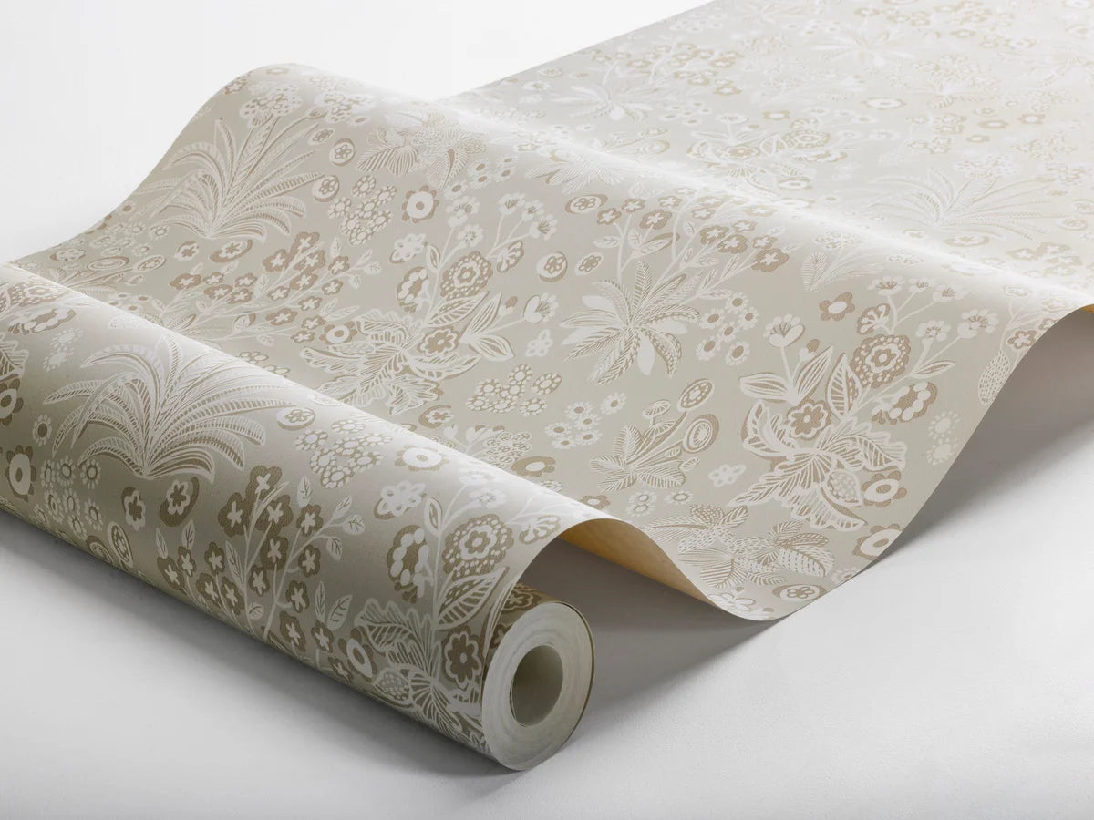 Tapete mit pflanzlichem Blumenmotiv TUVA beige mit Creme