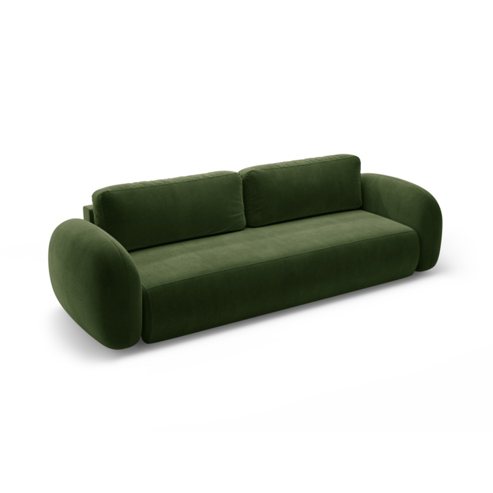 Sofa aksamitna z funkcją spania 3-osobowa TONALE wojskowa zieleń