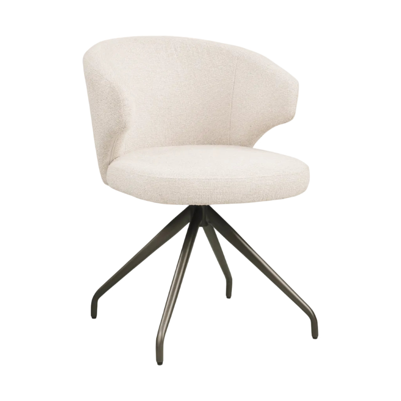 MILLY Cream Swivel Chair with Black Base