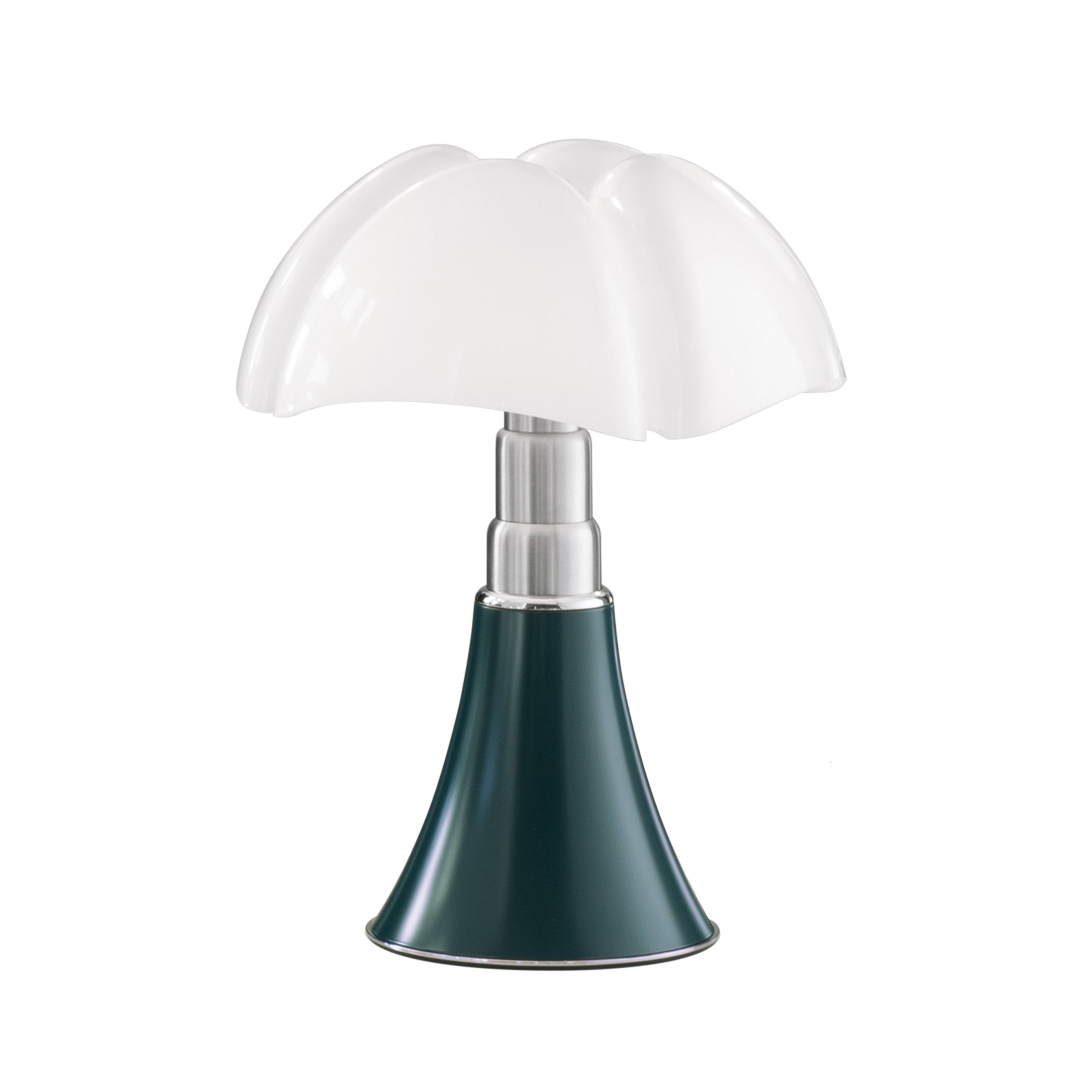 Lampa stołowa MINIPIPISTRELLO opalowy klosz z ciemnozieloną podstawą