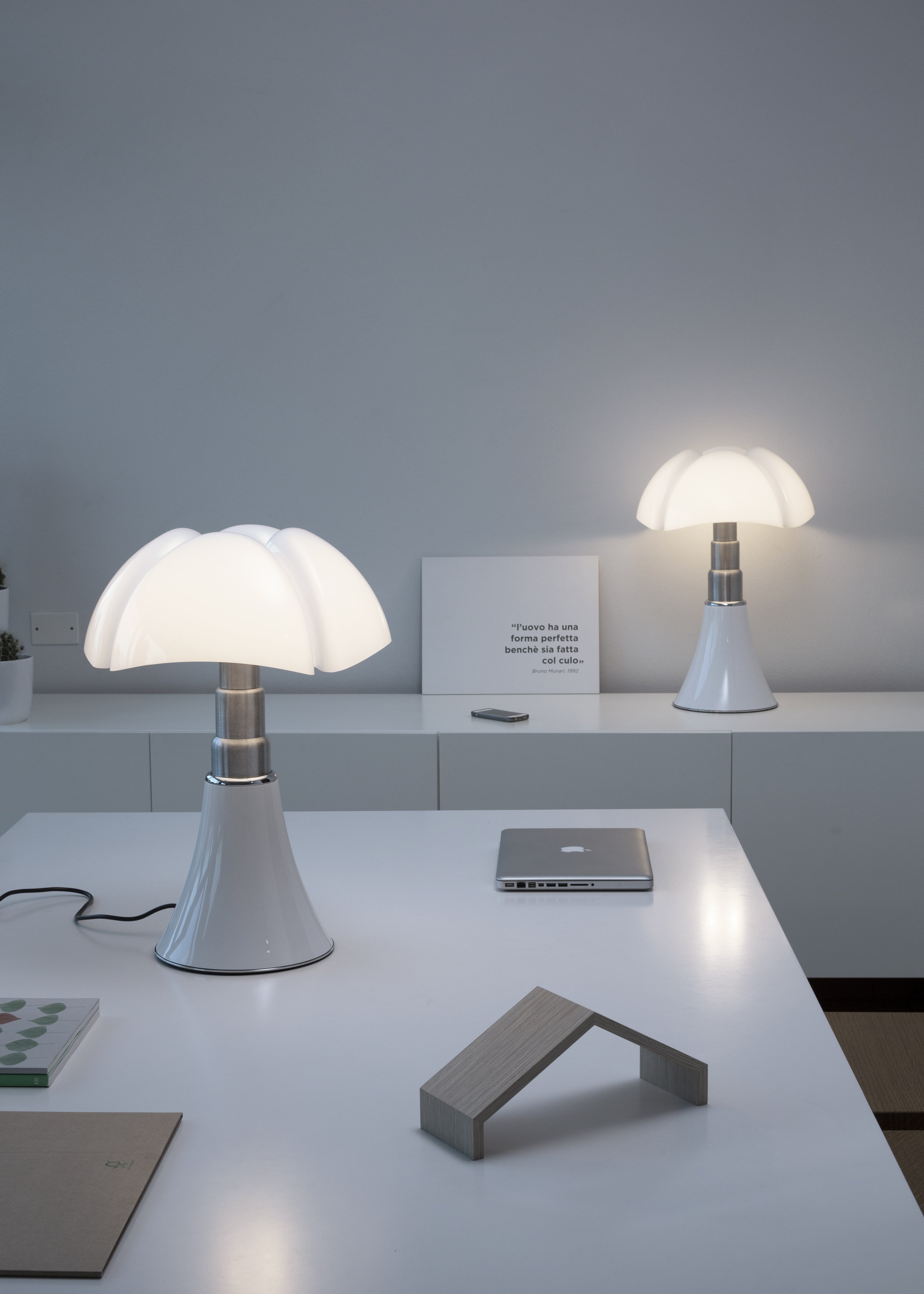 Pipistrello Medium Table Lamp with Opal Shade and White Base