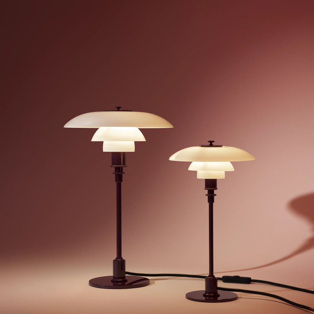 Lampa stołowa PH 2/1 biały z bordową podstawą